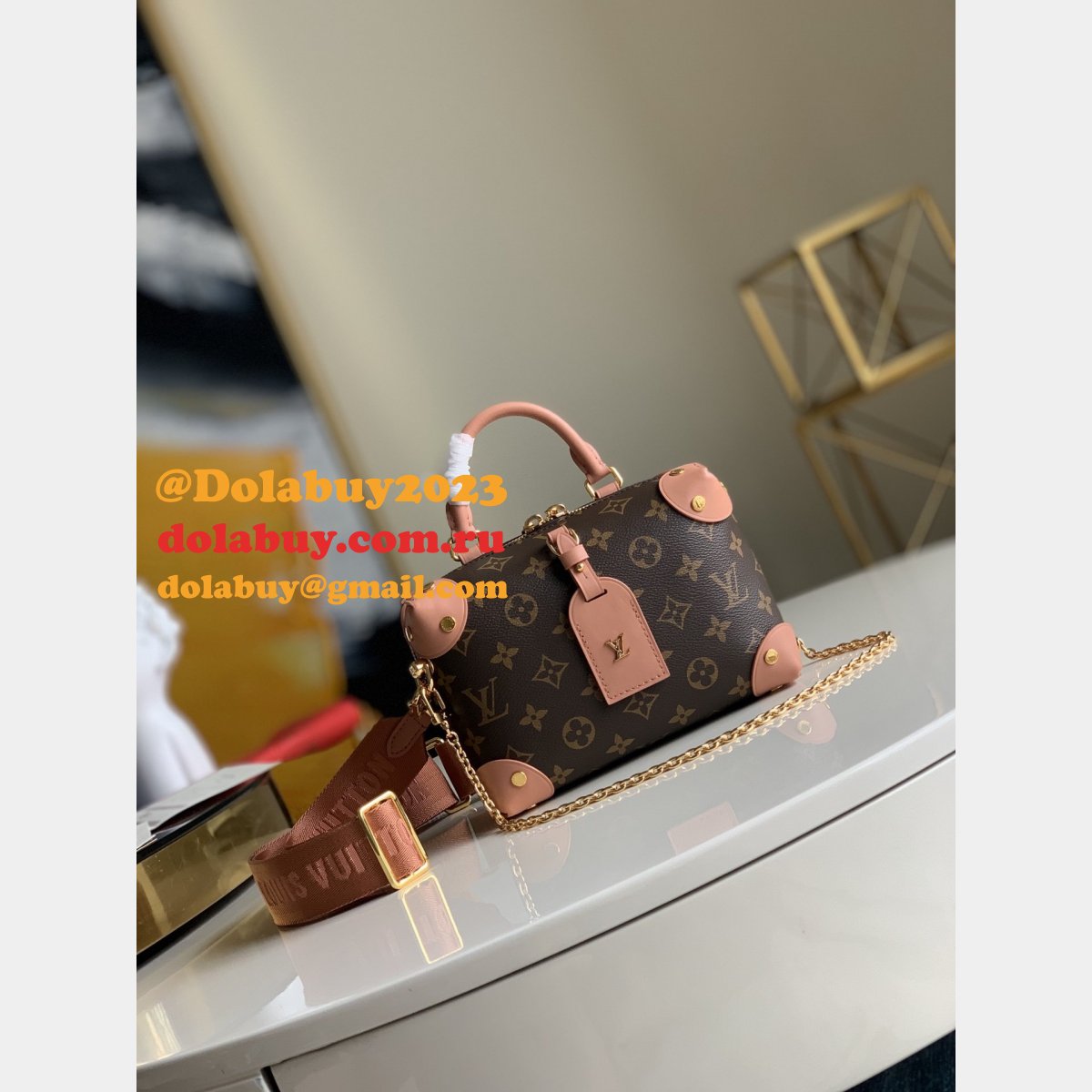 Replica Louis Vuitton Peach Petite Malle Souple Monogram