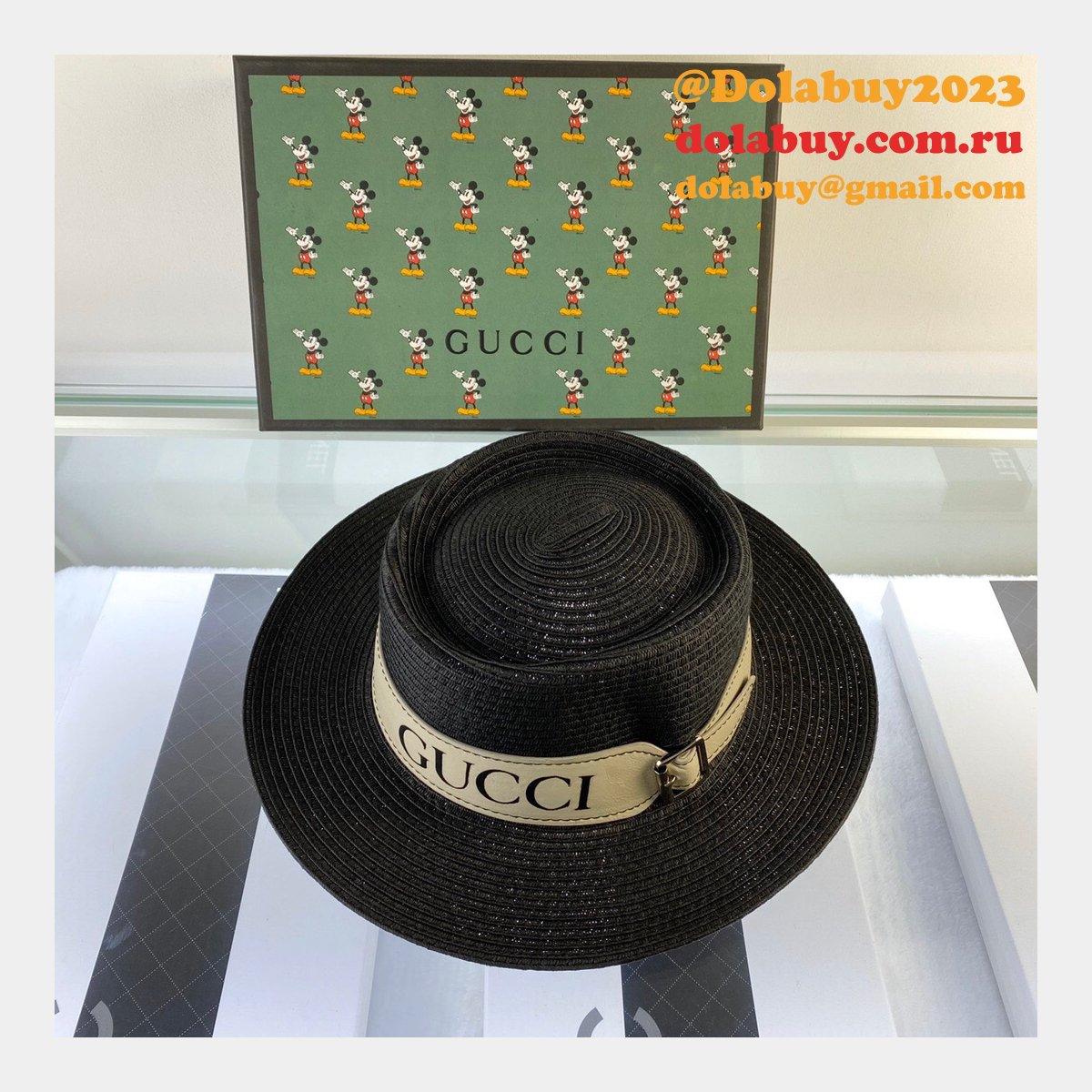 uk G*u*i belt design straw hat