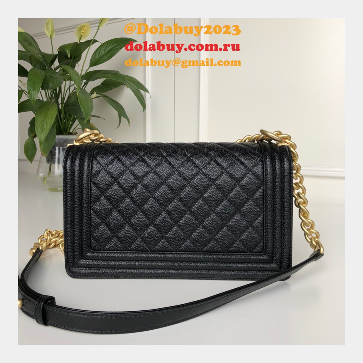 AAA+ CC Le Boy  Luxury Replica Black Bags Caviar 25cm