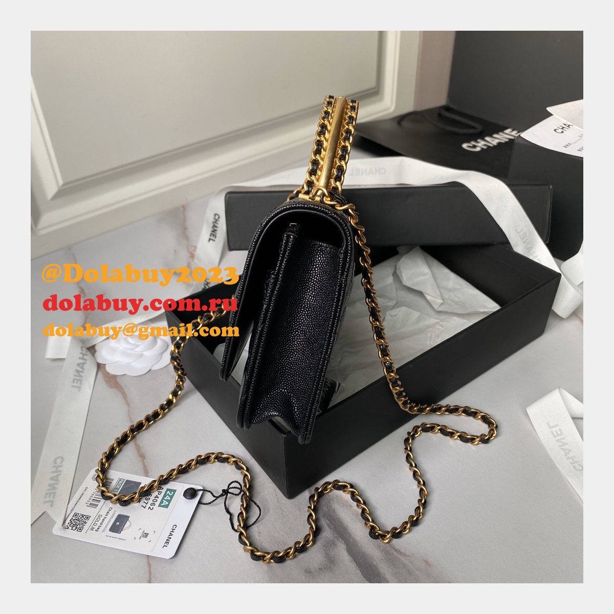 Best Top Wallet On Chain 1:1 Mirror AP4062 Black Replica Bag