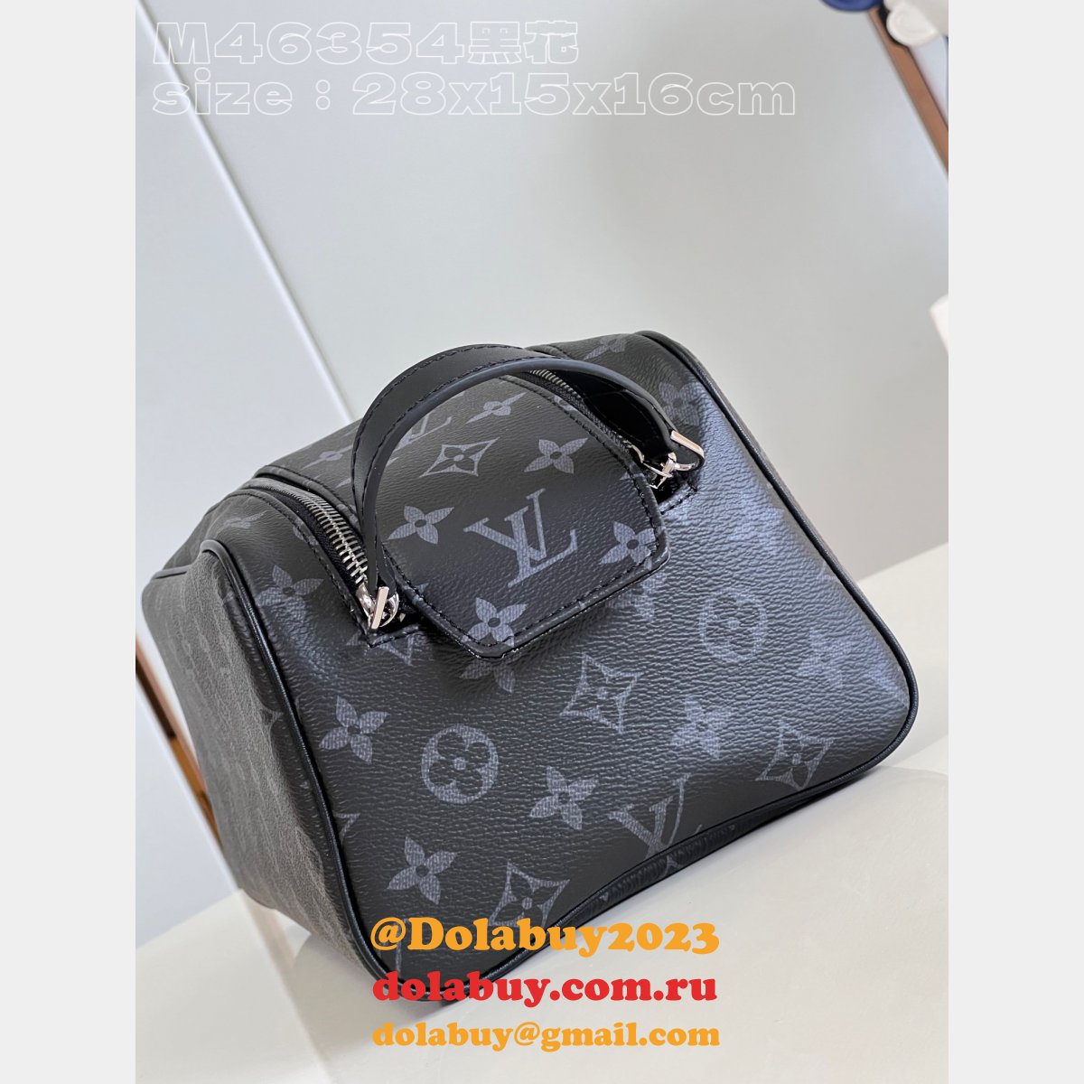 Men Replicas Louis Vuittons Dopp Kit Monogram Eclipse M46354 Travel Bag