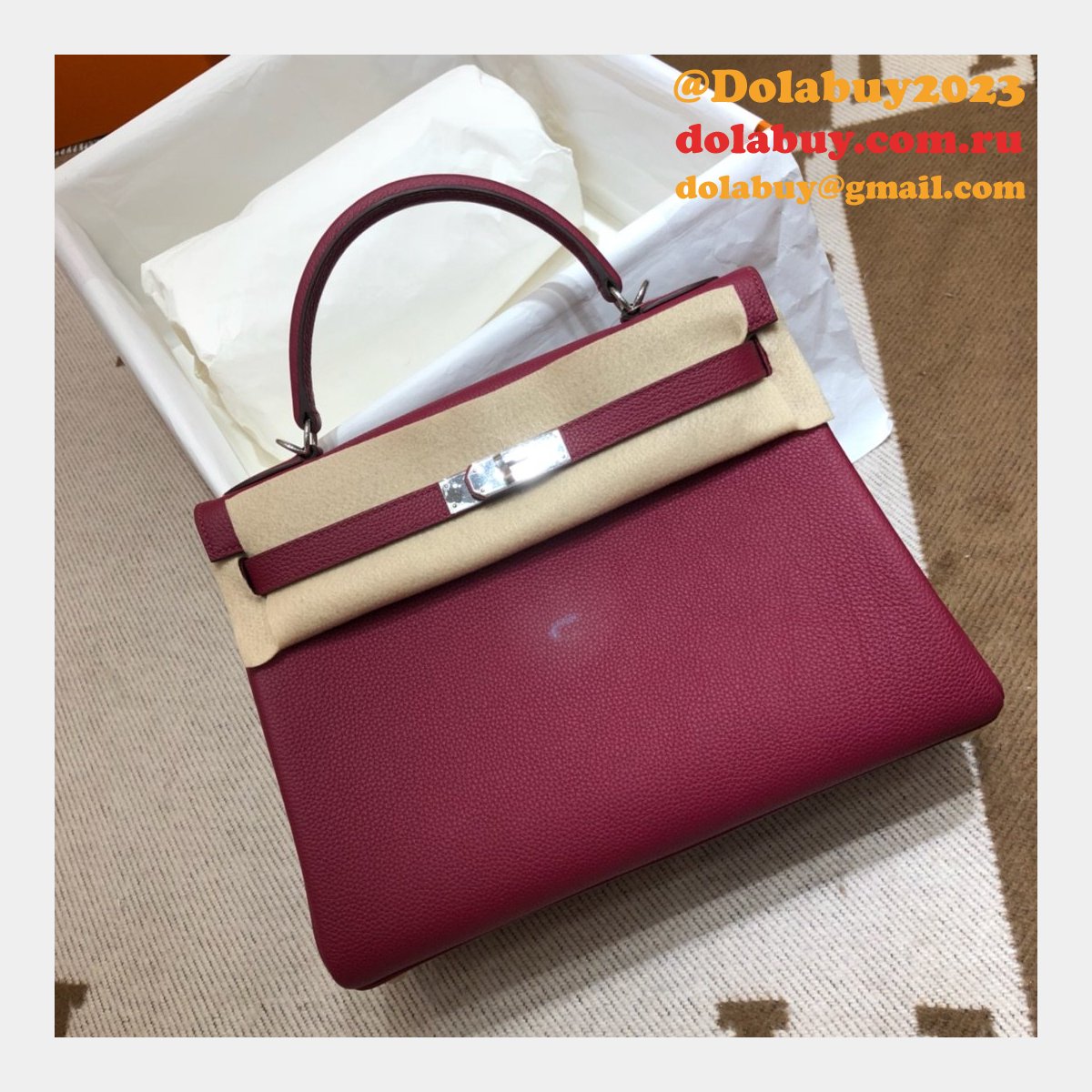 Hermes Kelly 32cm Togo leather Burgundy