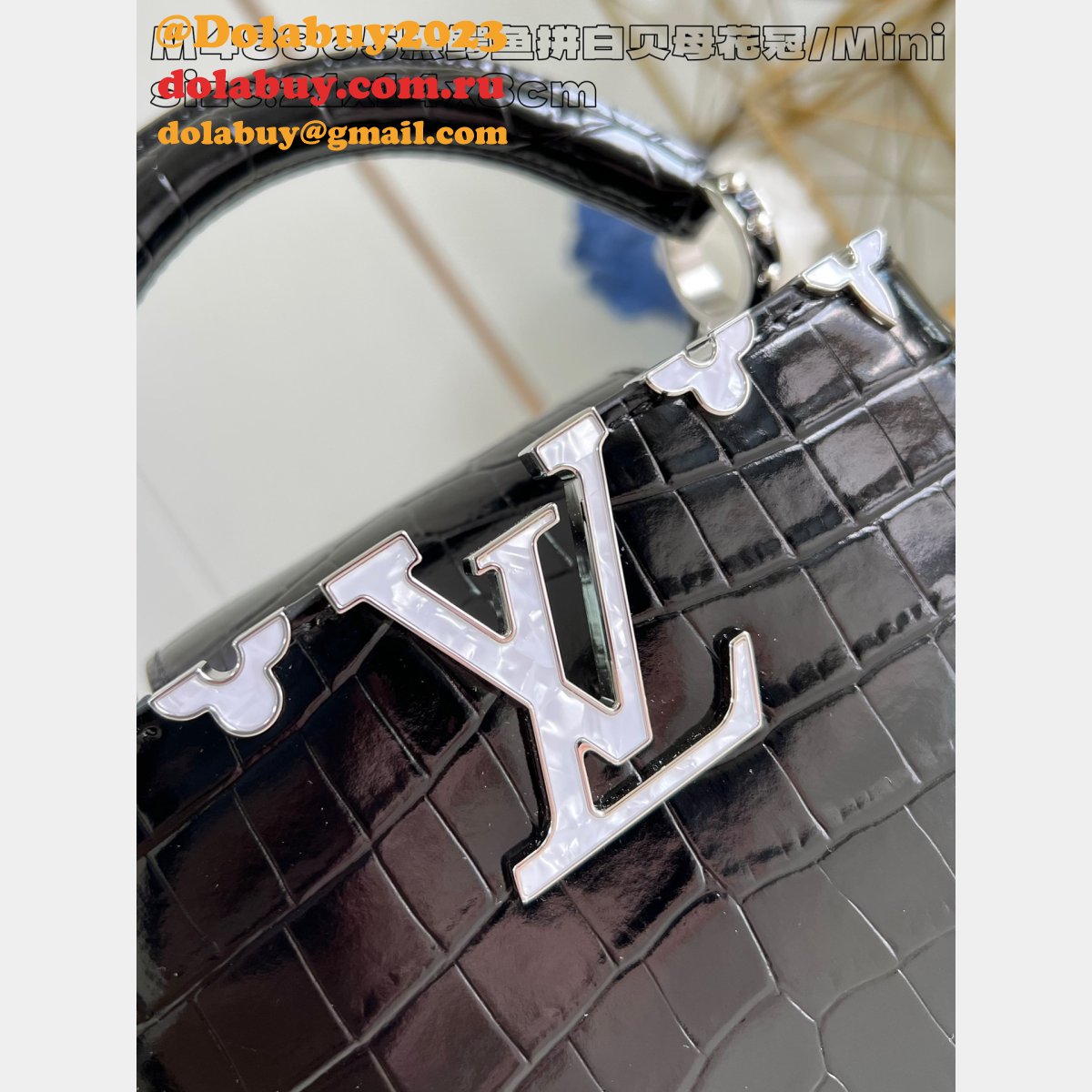 Louis Vuitton The Knockoff Capucines Designer M48865 Black Crocodile Bag