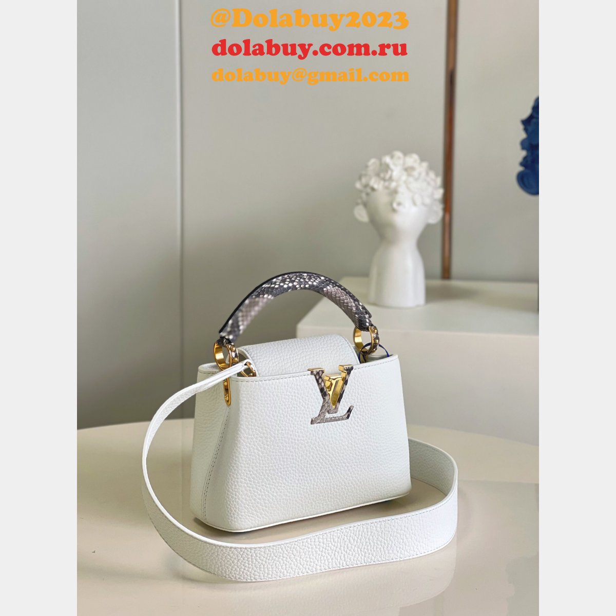 Louis Vuitton AAA Replica Designer Capucines Mini White M97980/M55921 Bag
