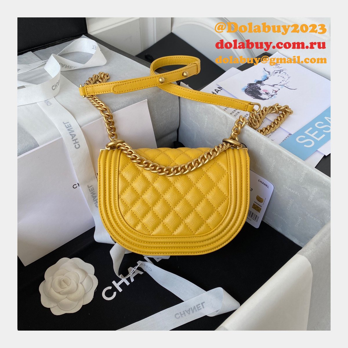 Replica Wholesale Boy Messenger Velvet AS3350 Gold-Tone Bag