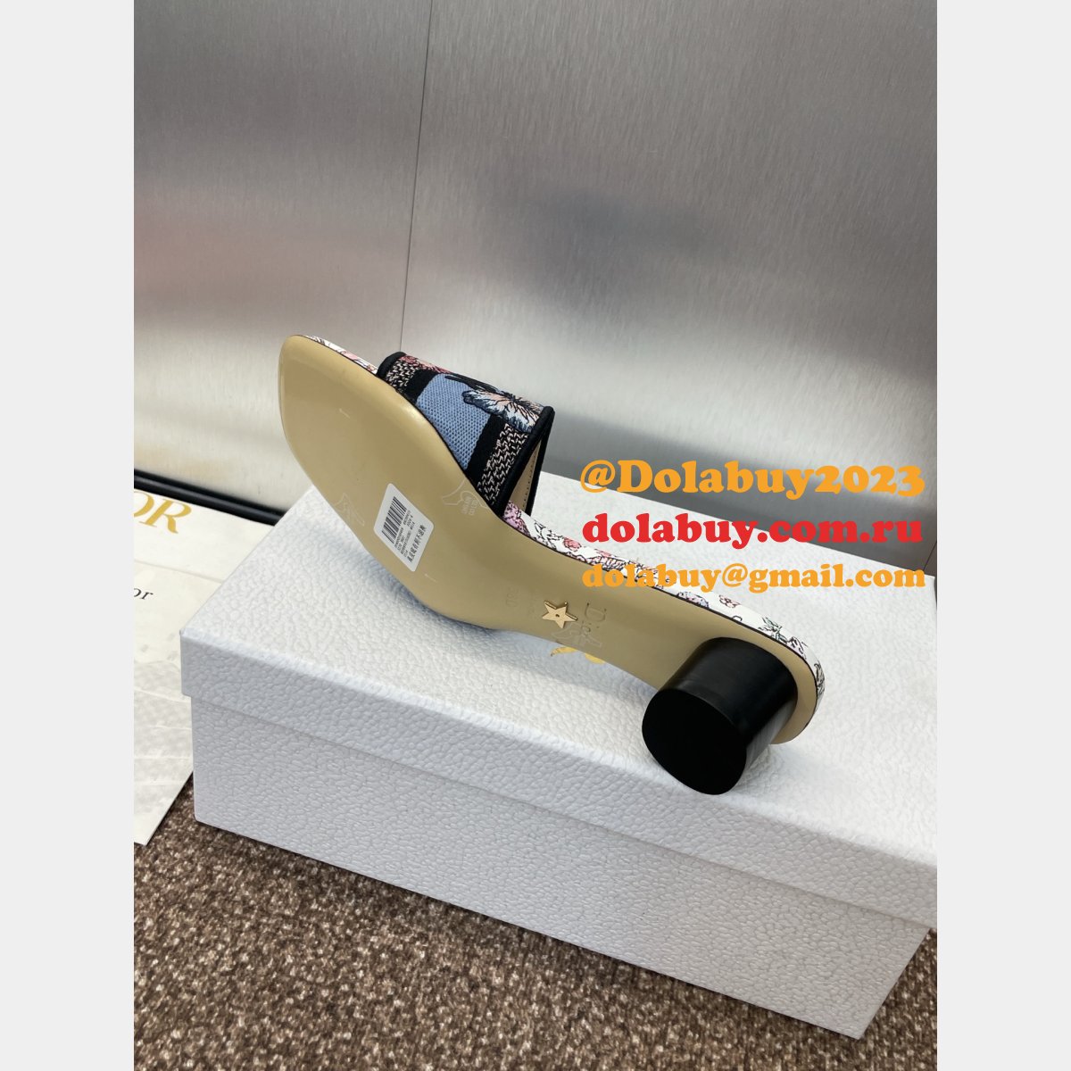 Wholesale 1:1 Mirror Dway Heeled Slide