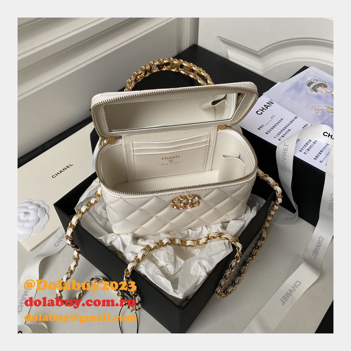 Knockoff Casual Style Vanity AP3663 2Way Chain Plain Party Bags