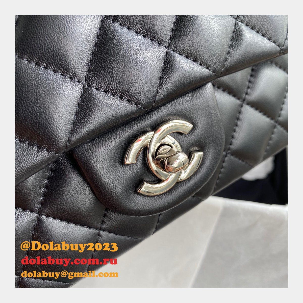 2020 Luxury CC CF 20CM Flap Lambskin Classic Black Bags