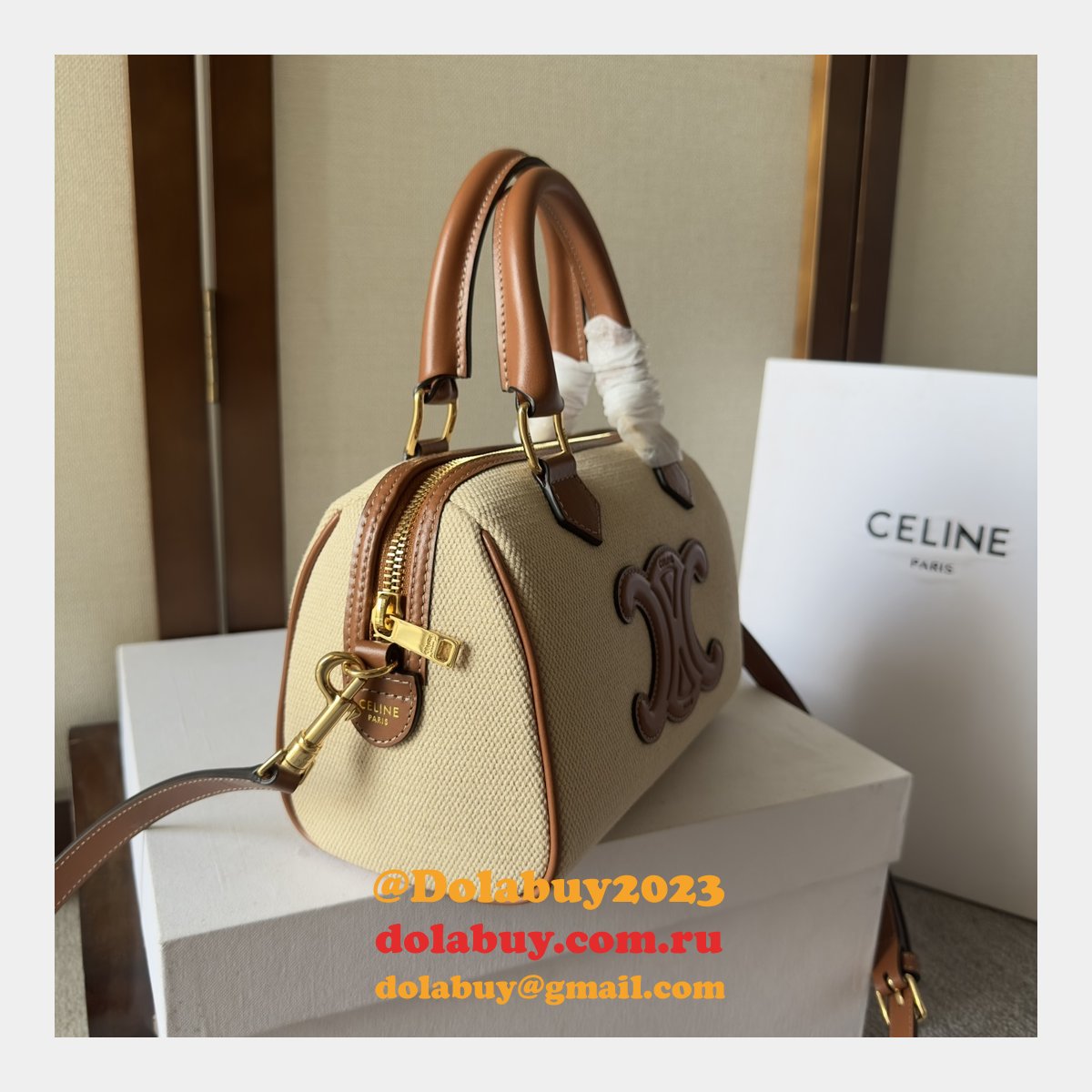 Luxury Celine 197582 Triomphe Small Boston Bag