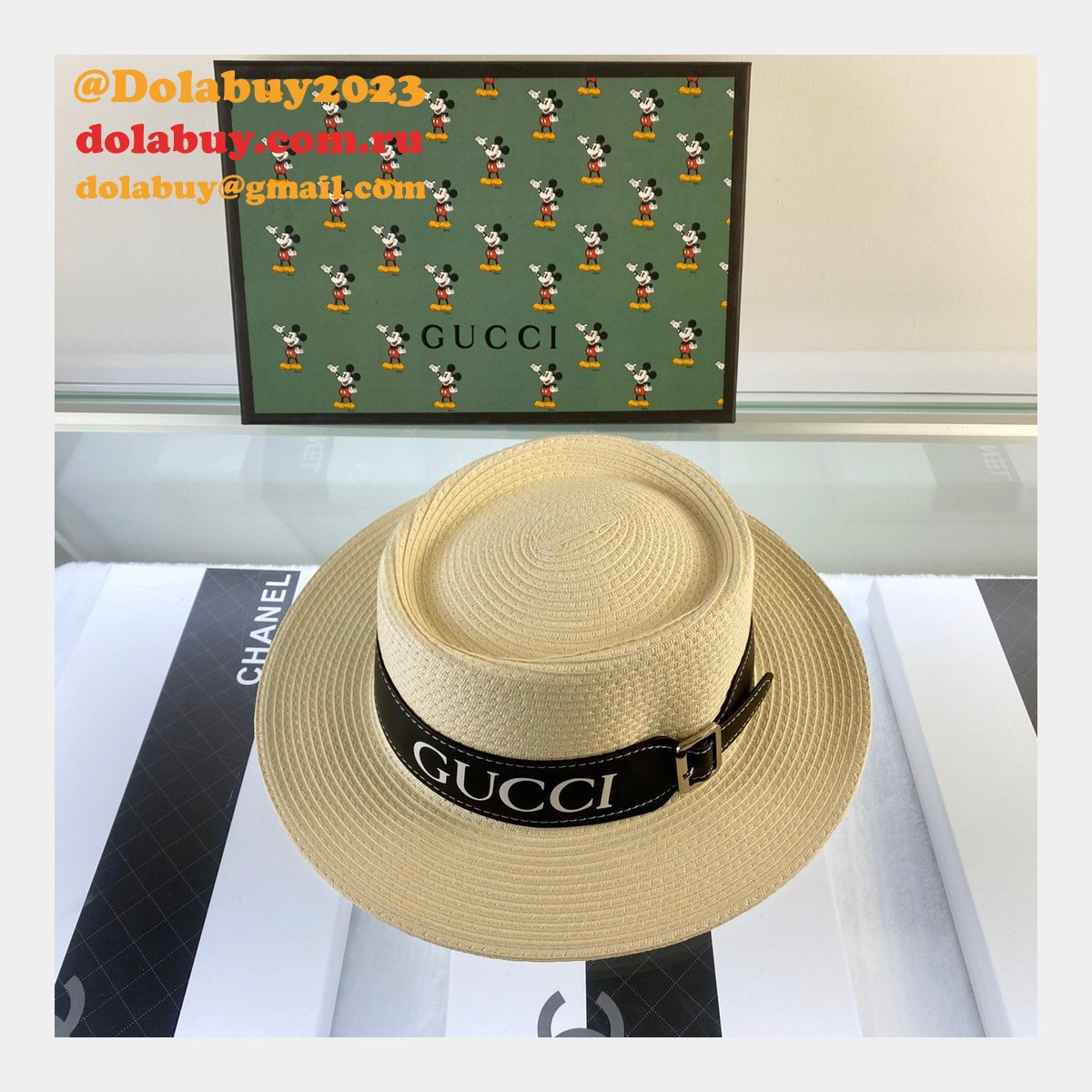 uk G*u*i belt design straw hat