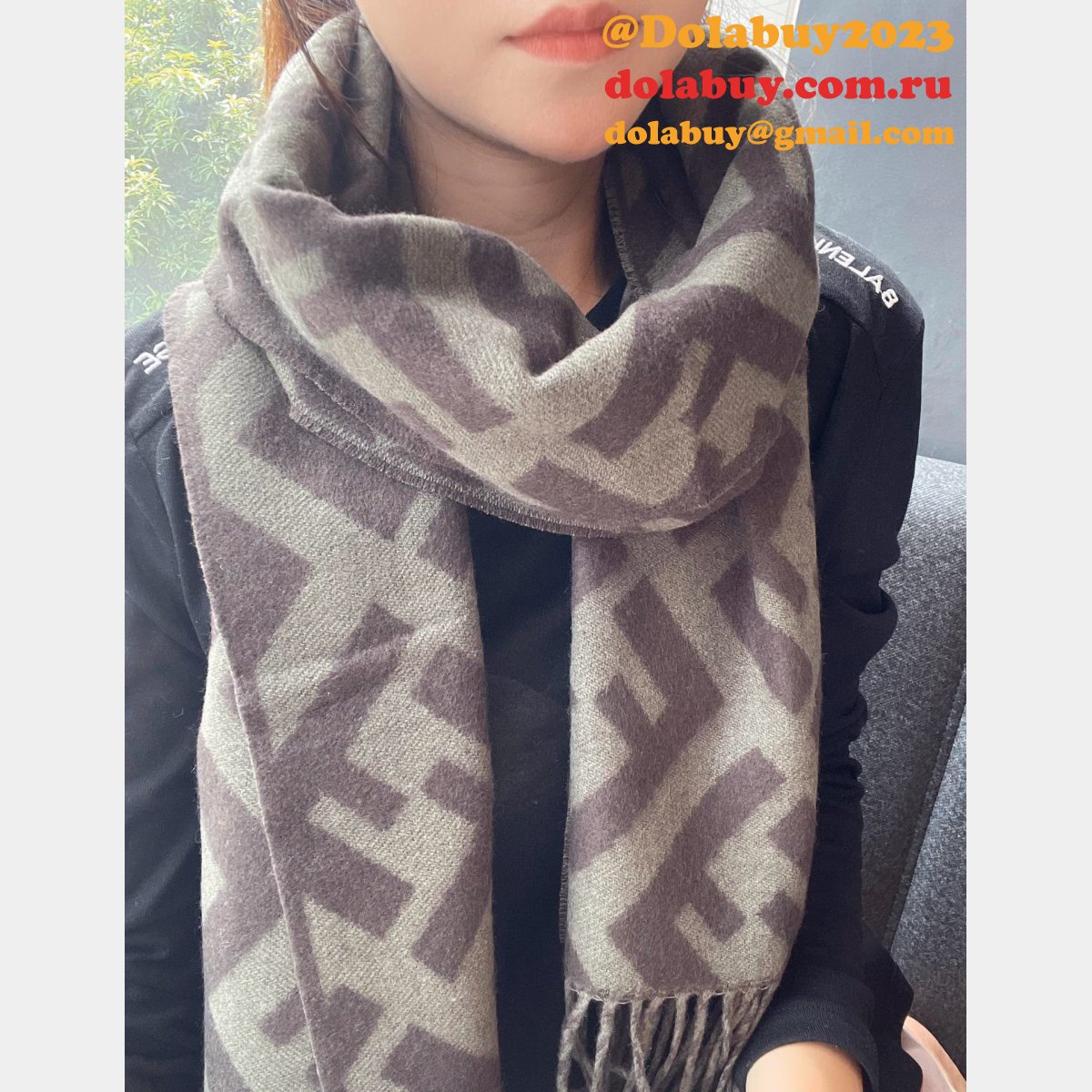 designer knockoff F**di cashmere scarf