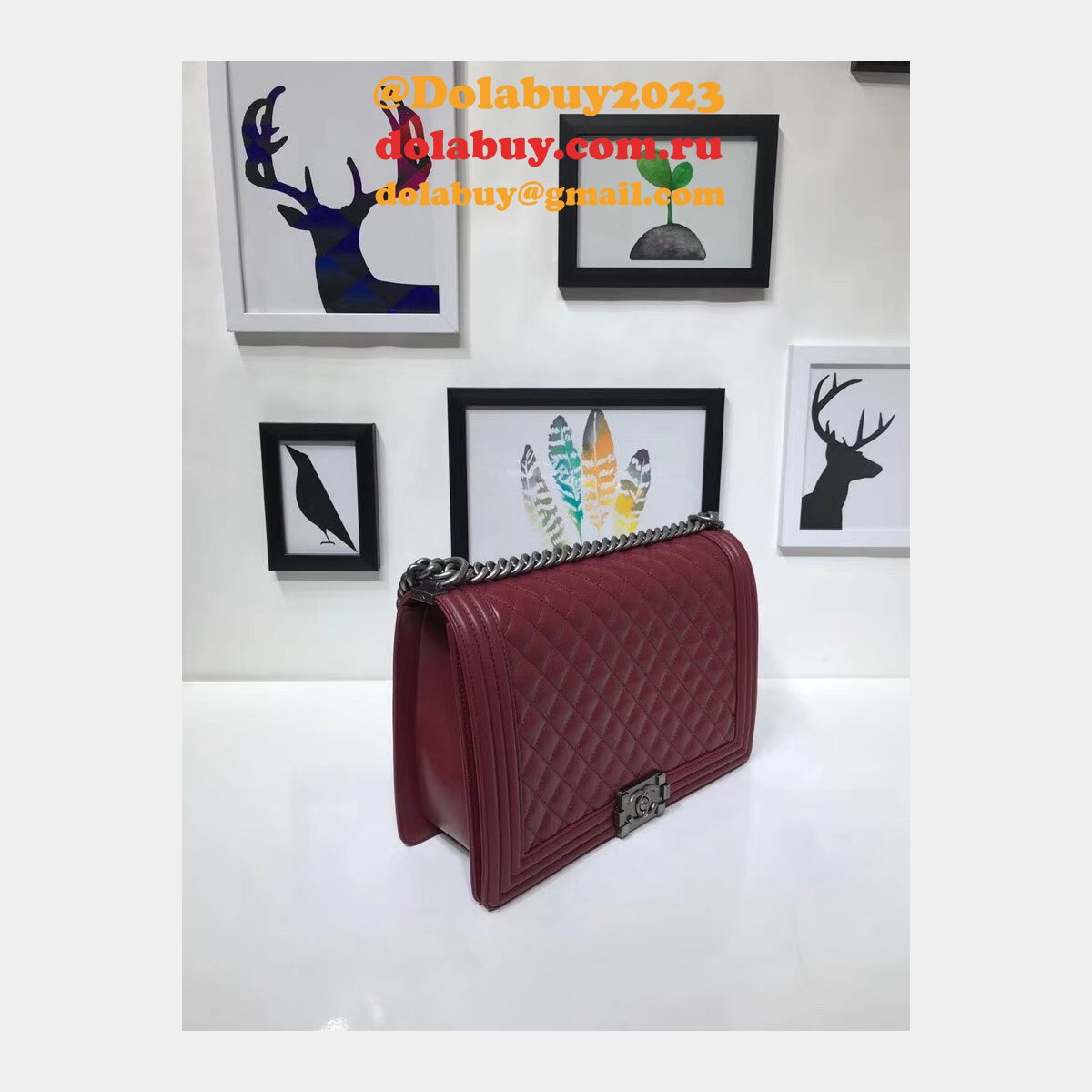 High Quality CC Le Boy Luxury Bags Lambskin 30cm