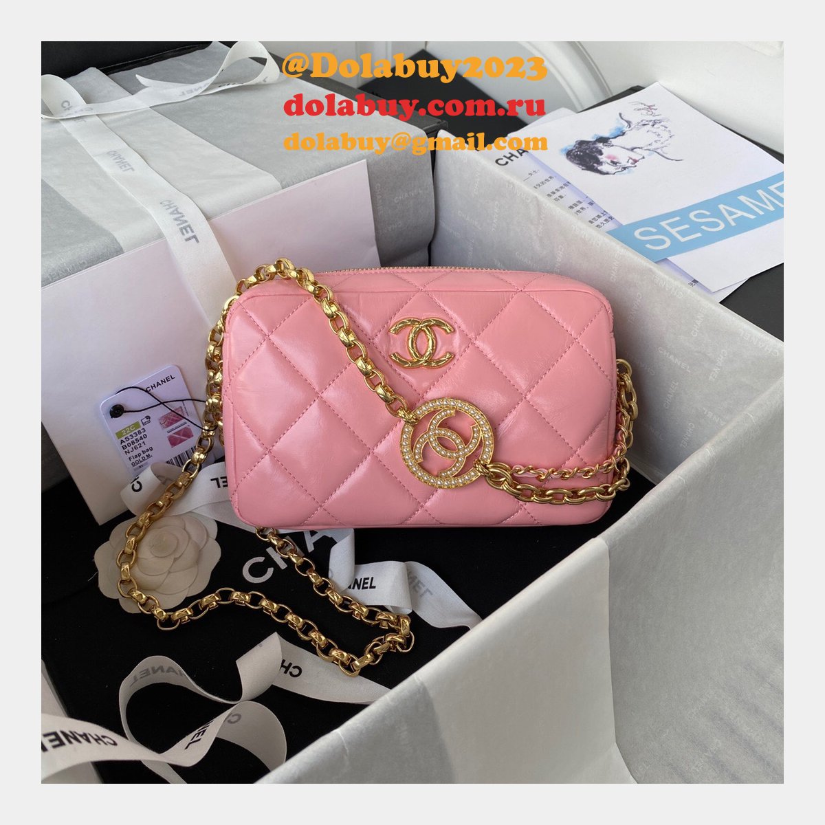 Best Luxury Replica AS3383 Camera Case Metallic Calfskin & Gold-Tone