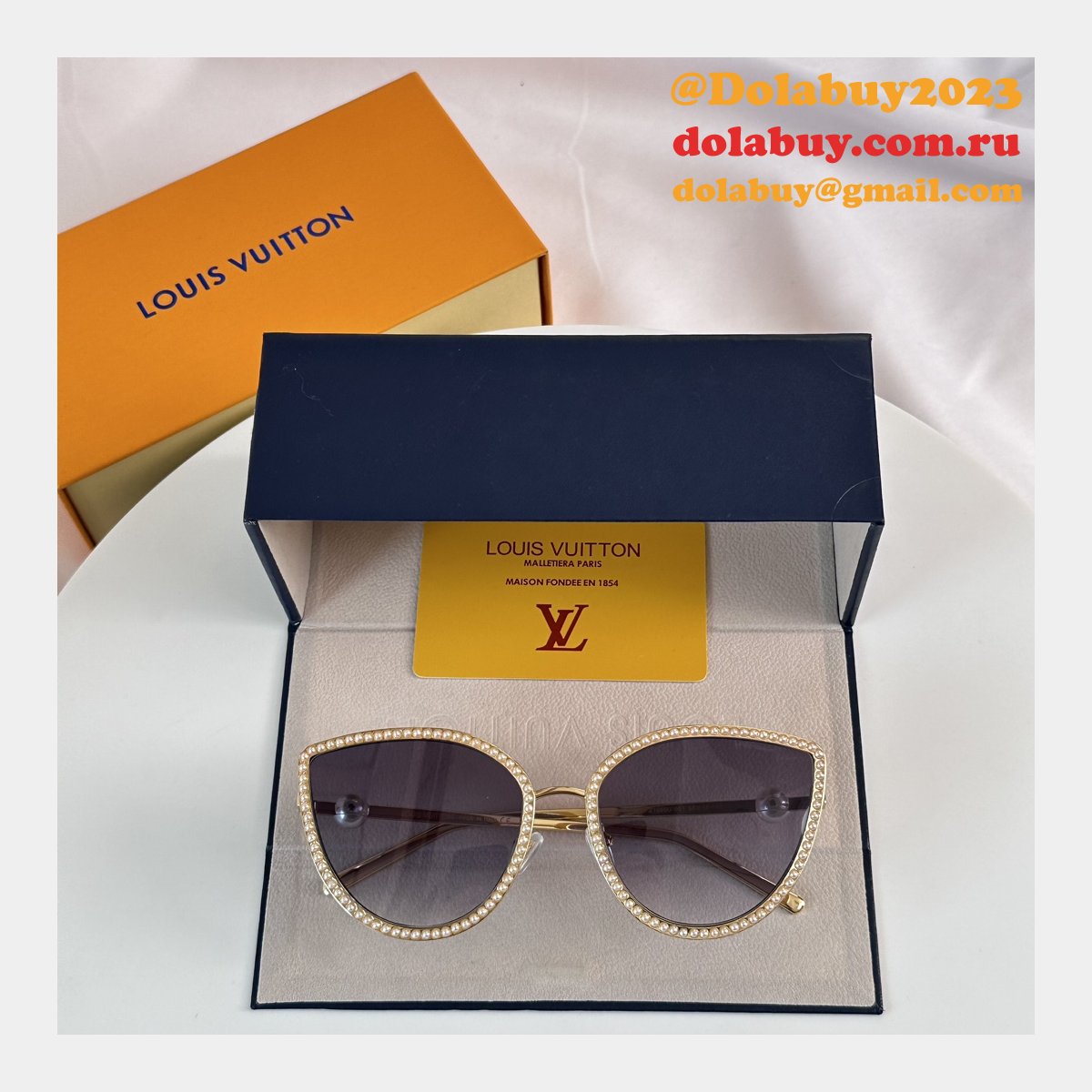 Luxury Replica Pearl Cat Eye Sunglasses Sale