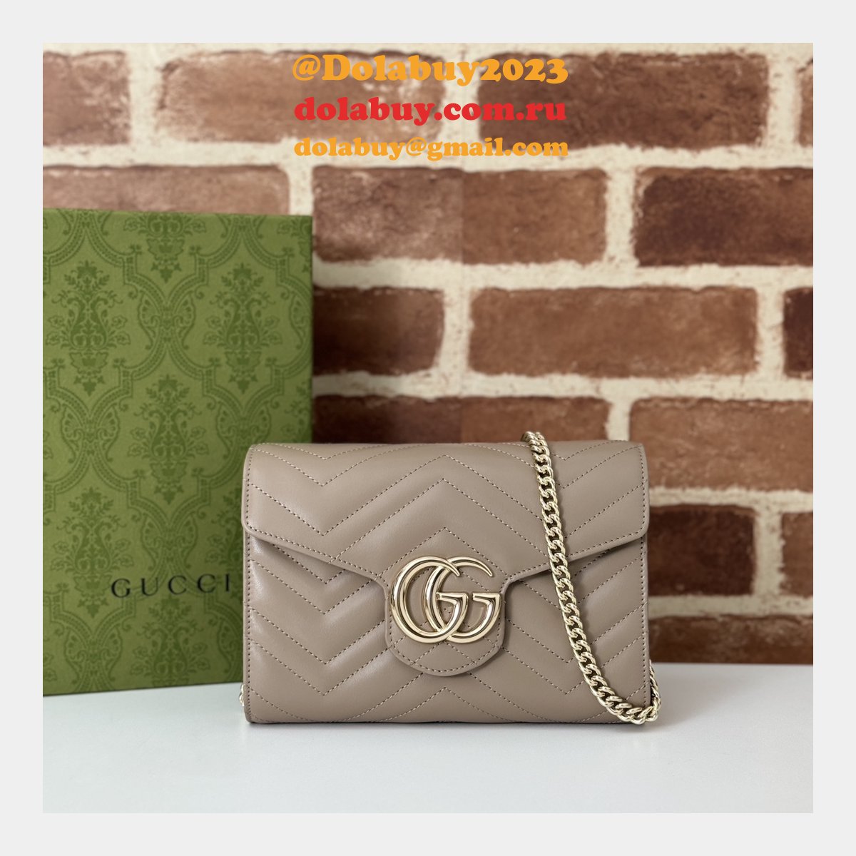 Perfect Gucci Replicas 474575 GG Marmont Super Chain Wallets High Bag