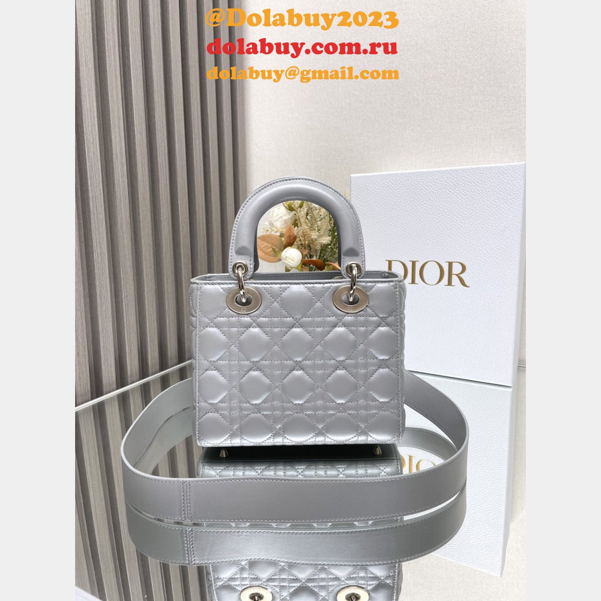 Best DIOR LADY MY ABC Wholesale PATENT LEATHER HANDBAG 20cm