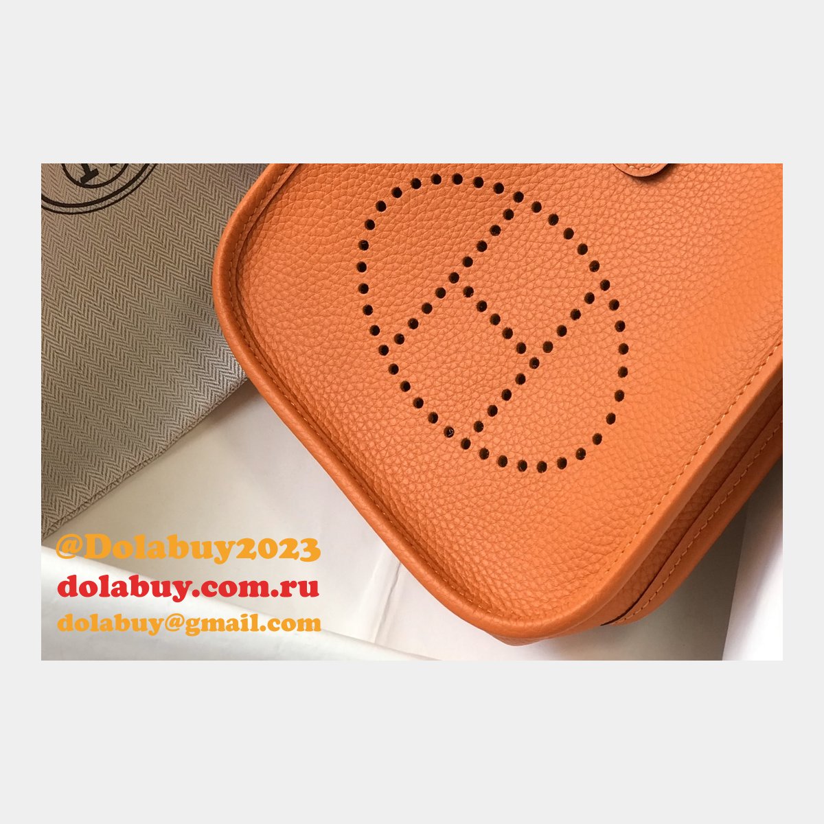 Hermes Bags Replica Mini Evelyne Orange