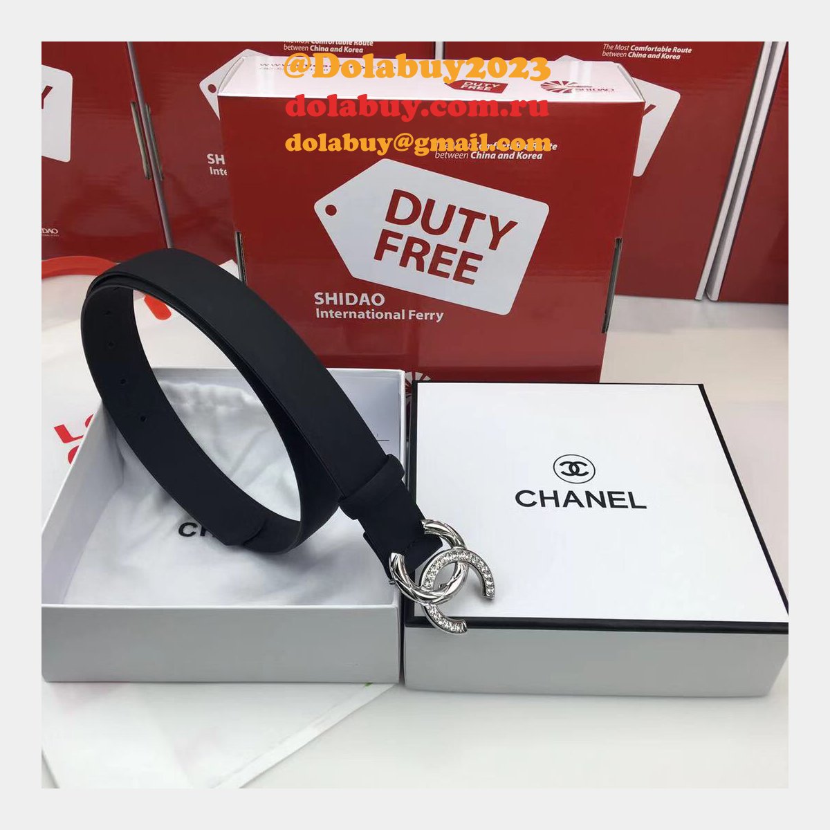 AAA+ Replica CC Leather Belt Width 3.0cm black