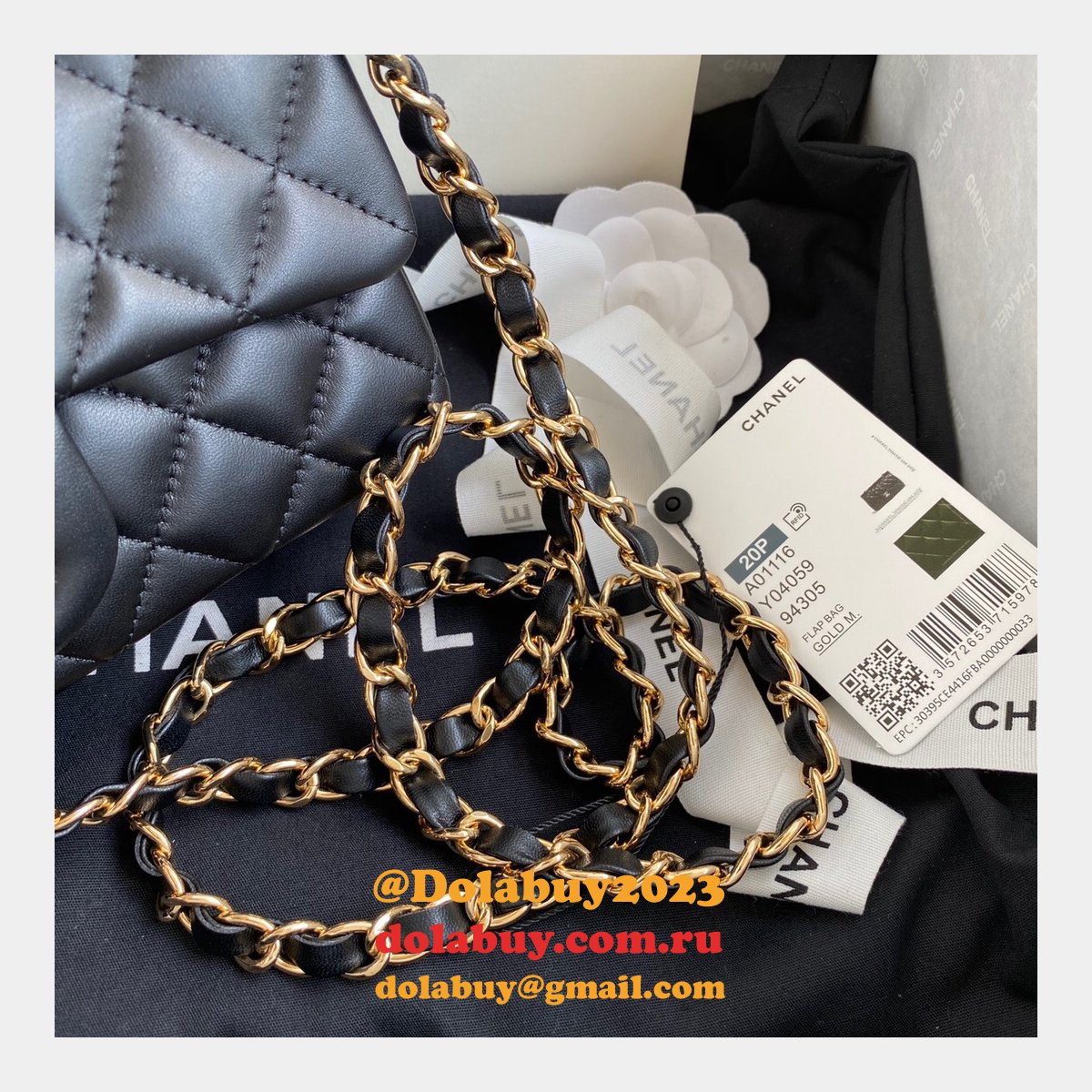 2020 Luxury CC CF 20CM Flap Lambskin Classic Black Bags