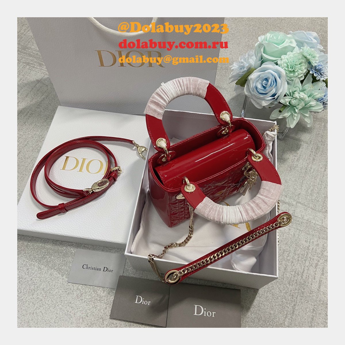 High Quality Christian Dior Lady patent leather 17CM Bag mini