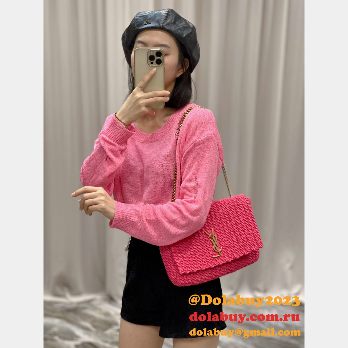 Designer Replica Saint Laurent Kate Clutch 553804 Rose Bag