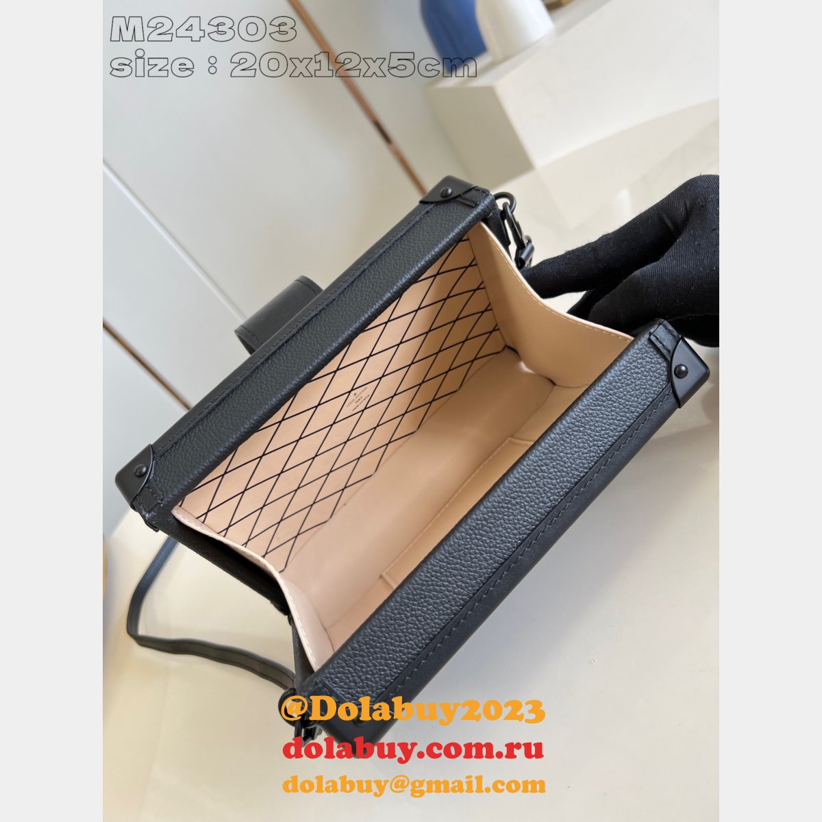 Designer Louis Vuitton Petite Malle Luxury Copy M24303 Black Bag