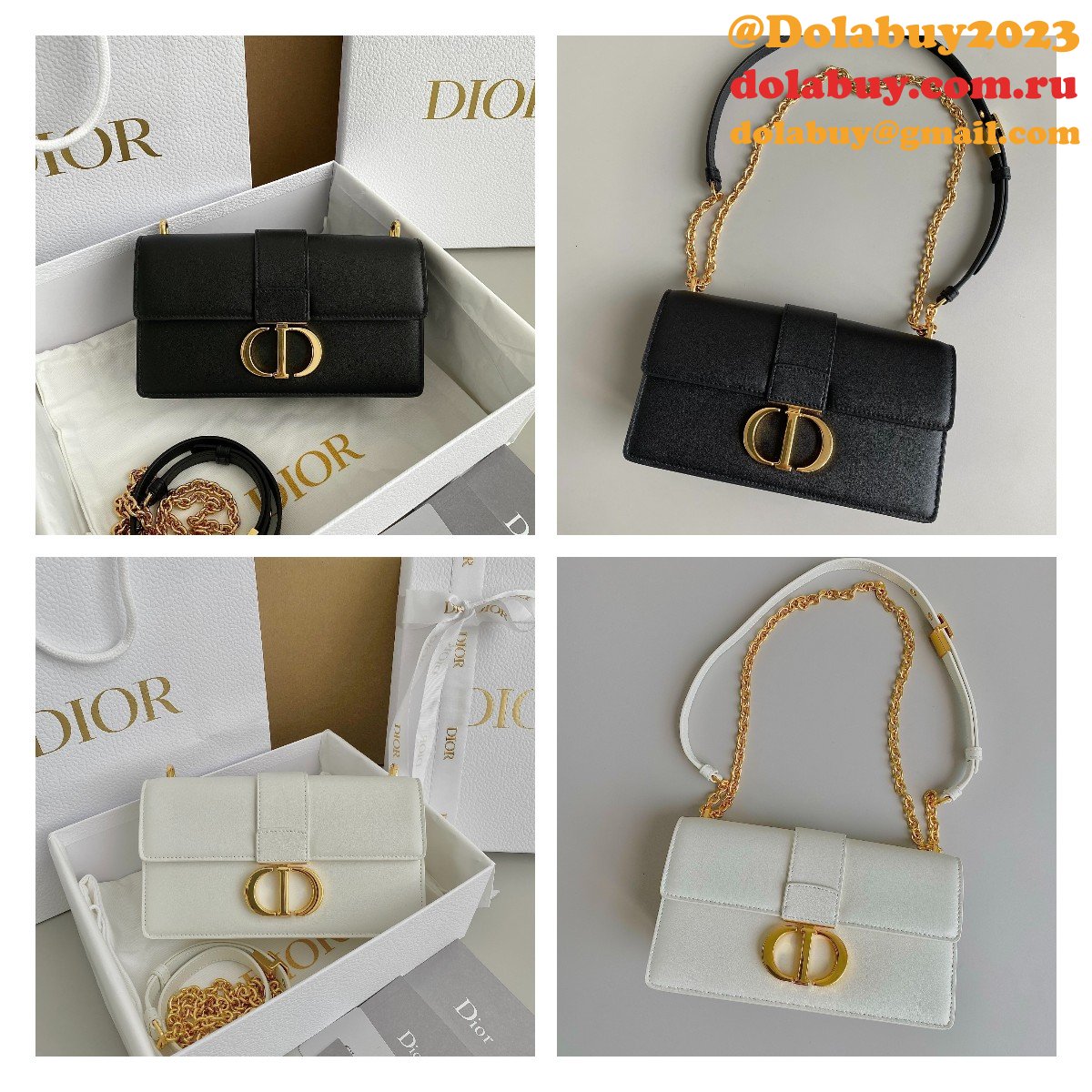 Replica Dior Black/White Montaigne High Quality 9207 Bag 21.5CM