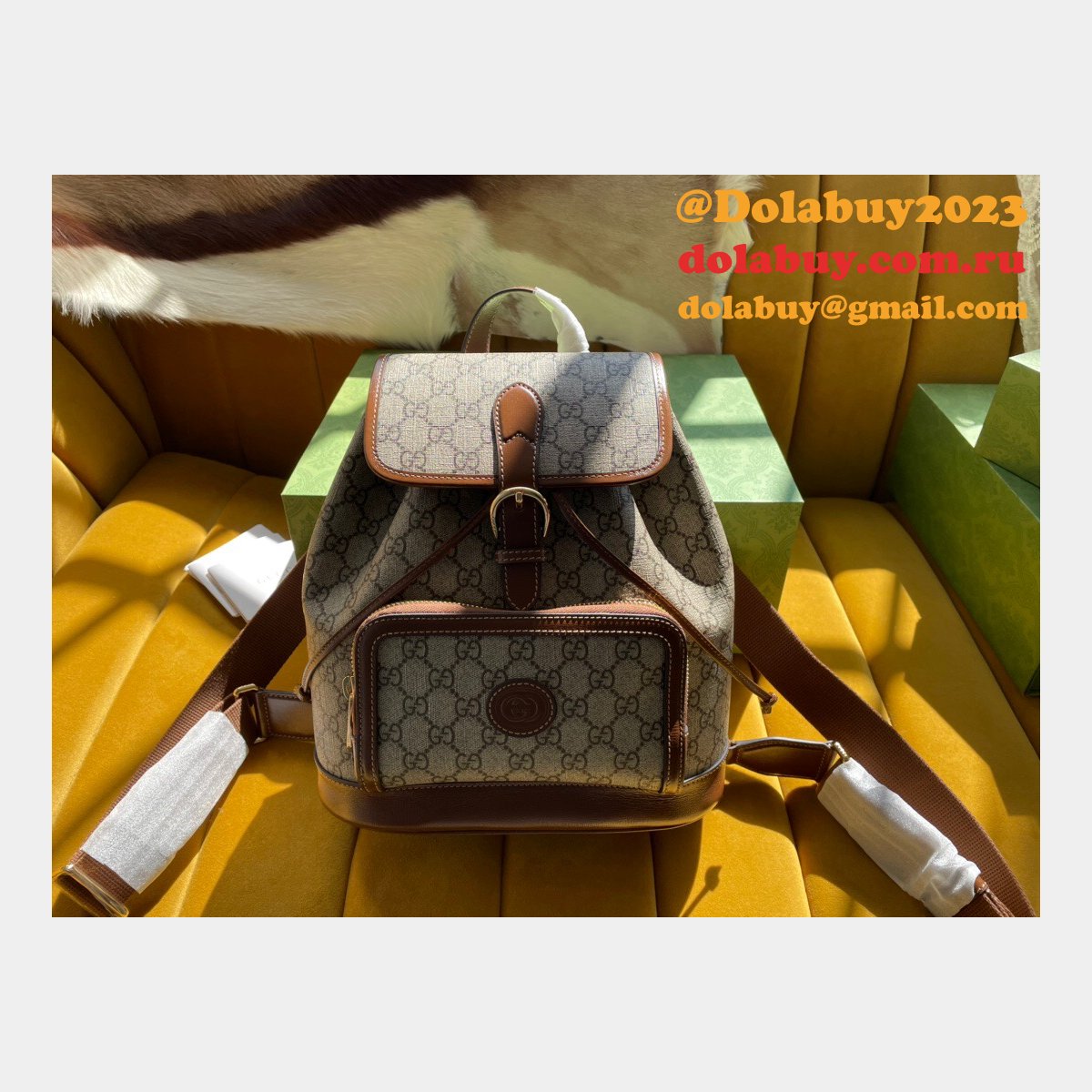 the best G*u*i backpack interlocking g in gg supreme replica bag online store