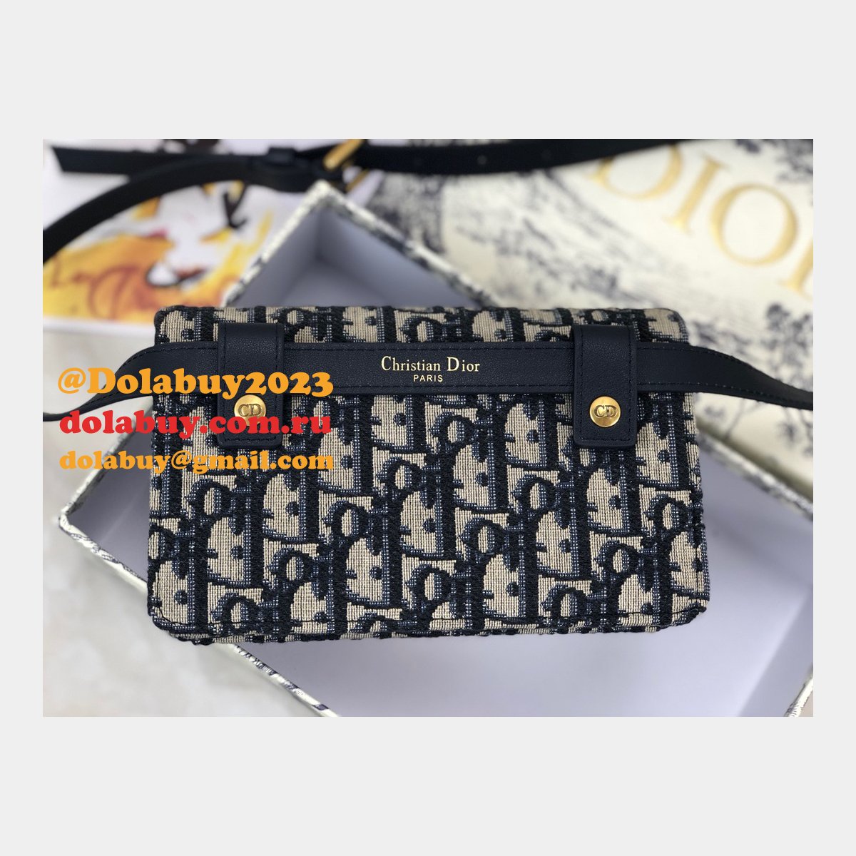 Best Dior Oblique Saddle Belt Replicas Bag Blue