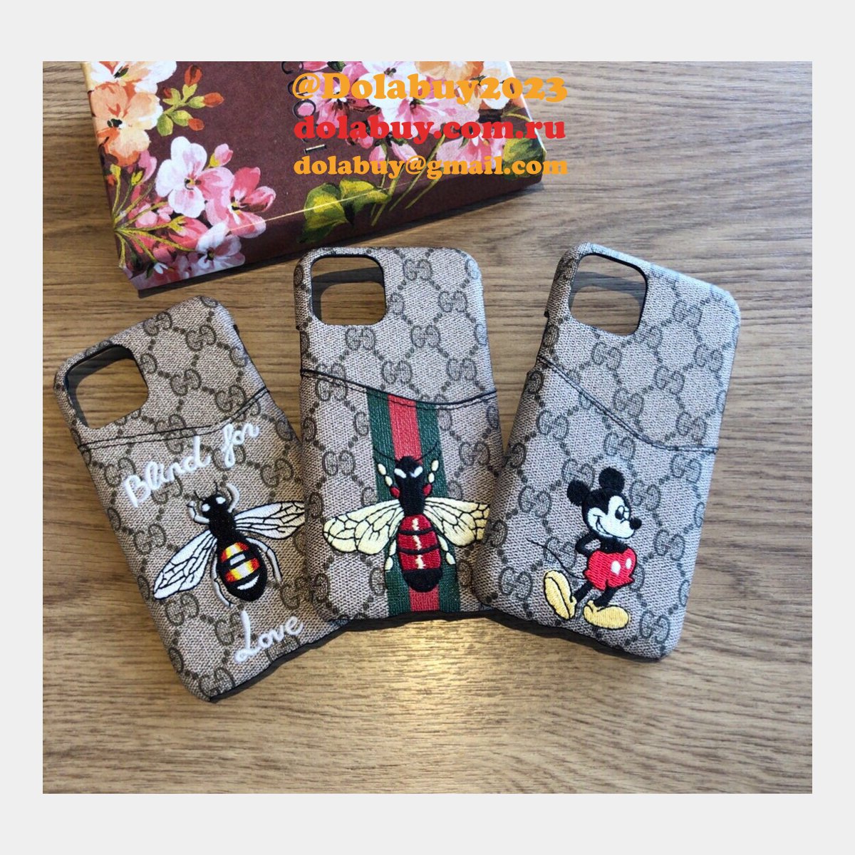 High Quality Gucci iPhone Leather Wallet Cases