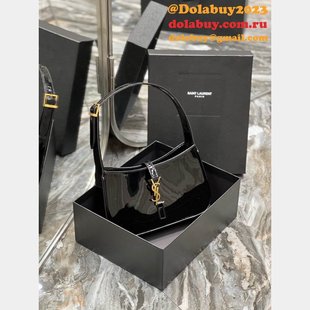 YSL 7 Star replica 657228 LE 5 À 7 hobo bag in Patent Leather