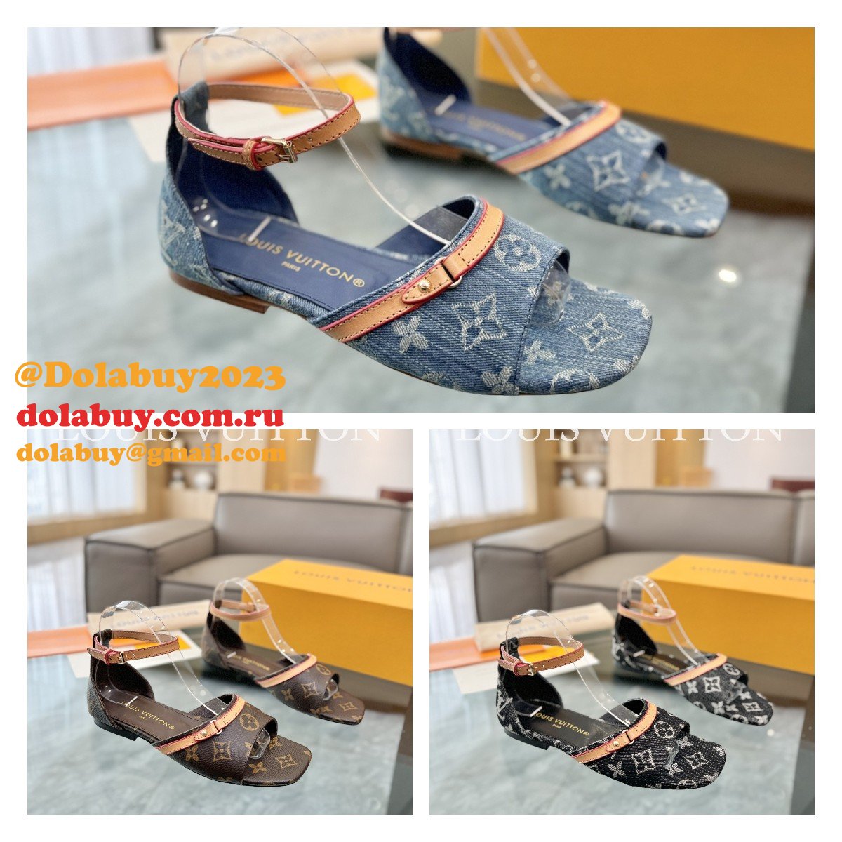 1:1 Mirror Duplicate LOUIS VUITTON Helios Flat Sandal