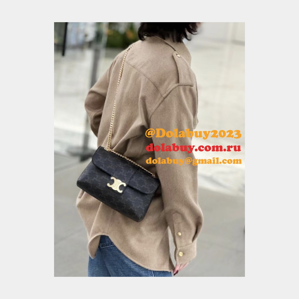 Celine Victoire Triomphe Canvas Tan 116593 Duplicate Bag