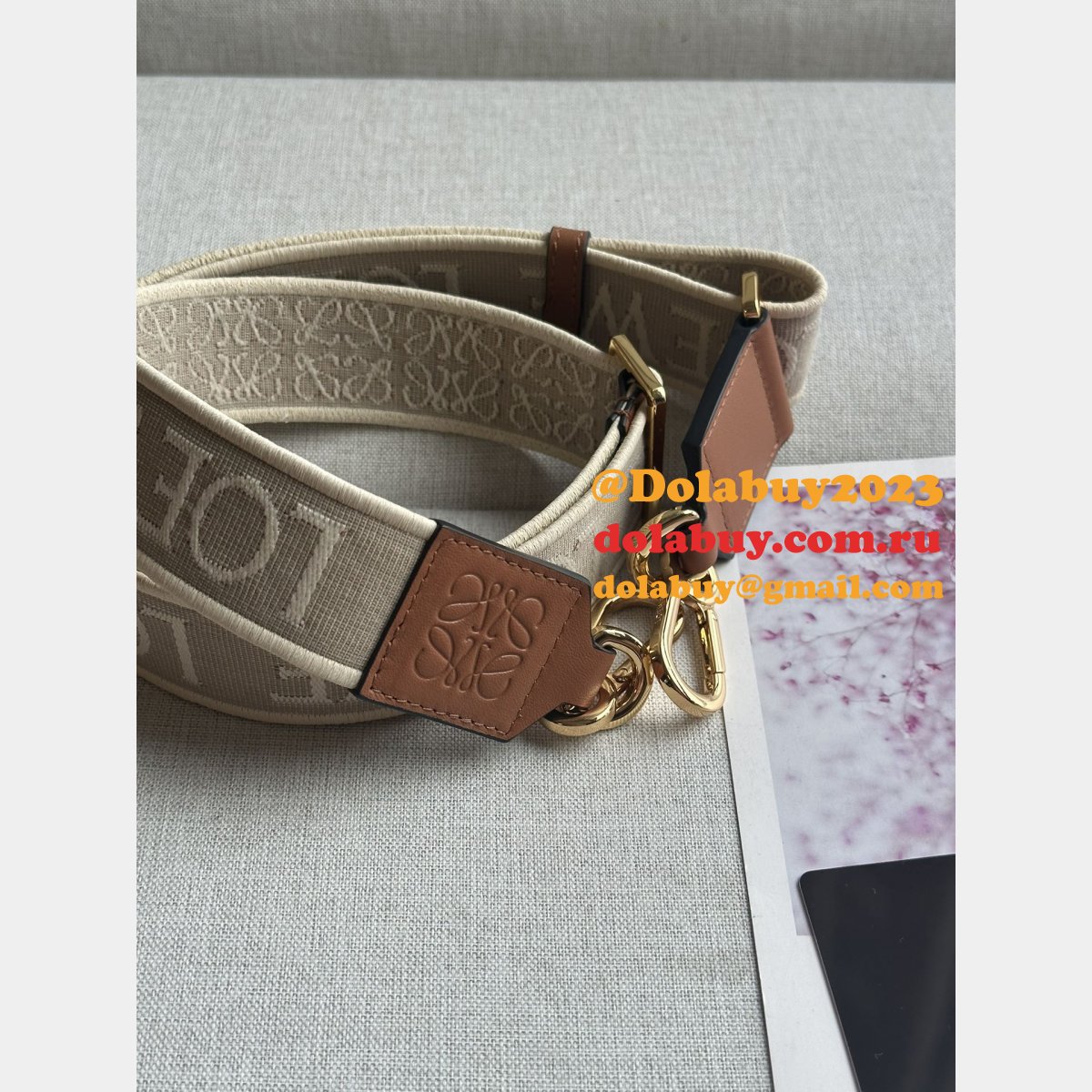 Best Loewe Anagram double-sided embroidered shoulder strap