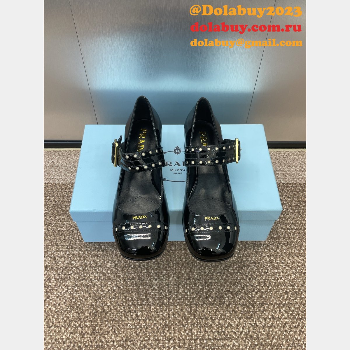 Prada 1:1 Mirror Patent Leather Mary Jane Pumps