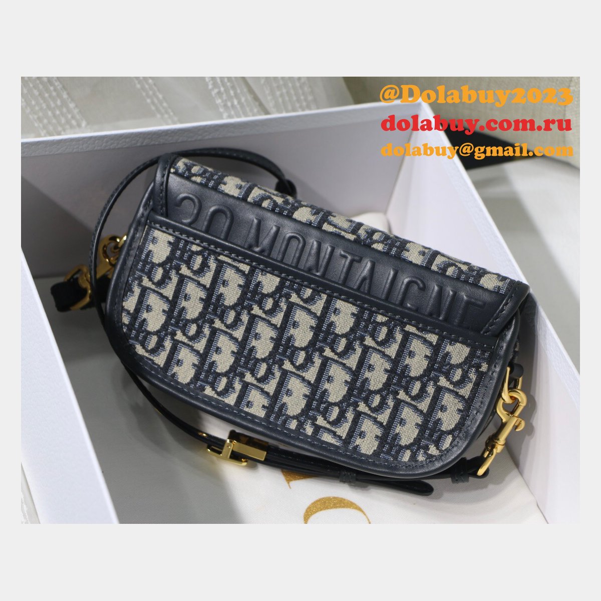 Replica Christian Dior Bobby East-West Blue Bag China Sale