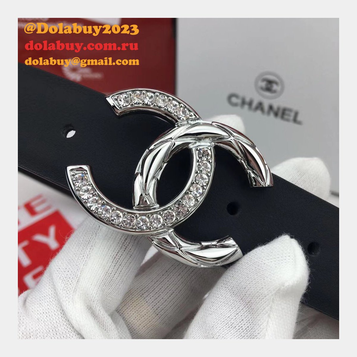 AAA+ Replica CC Leather Belt Width 3.0cm black