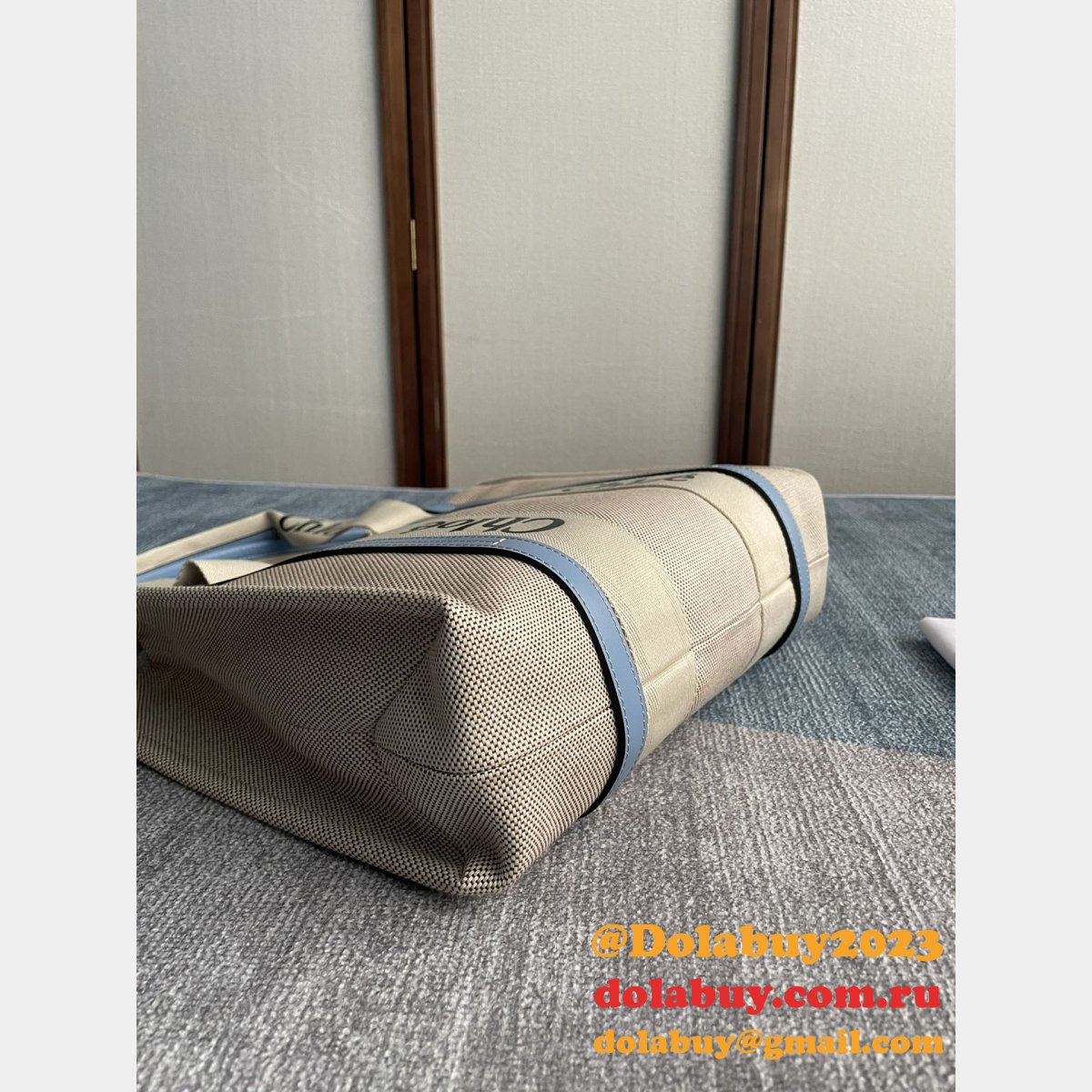 Best Quality Chloe Woody Tote Bag in Cotton Canvas 36CM