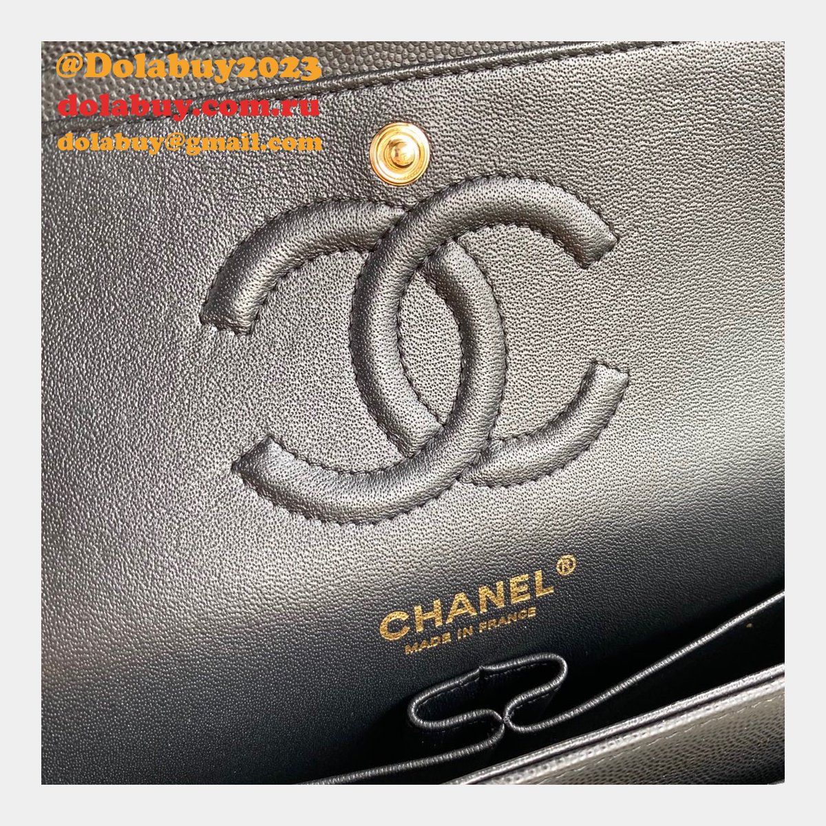 CC Replica 25.5CM Classic Flap Bag Caviar Leather Black A01112