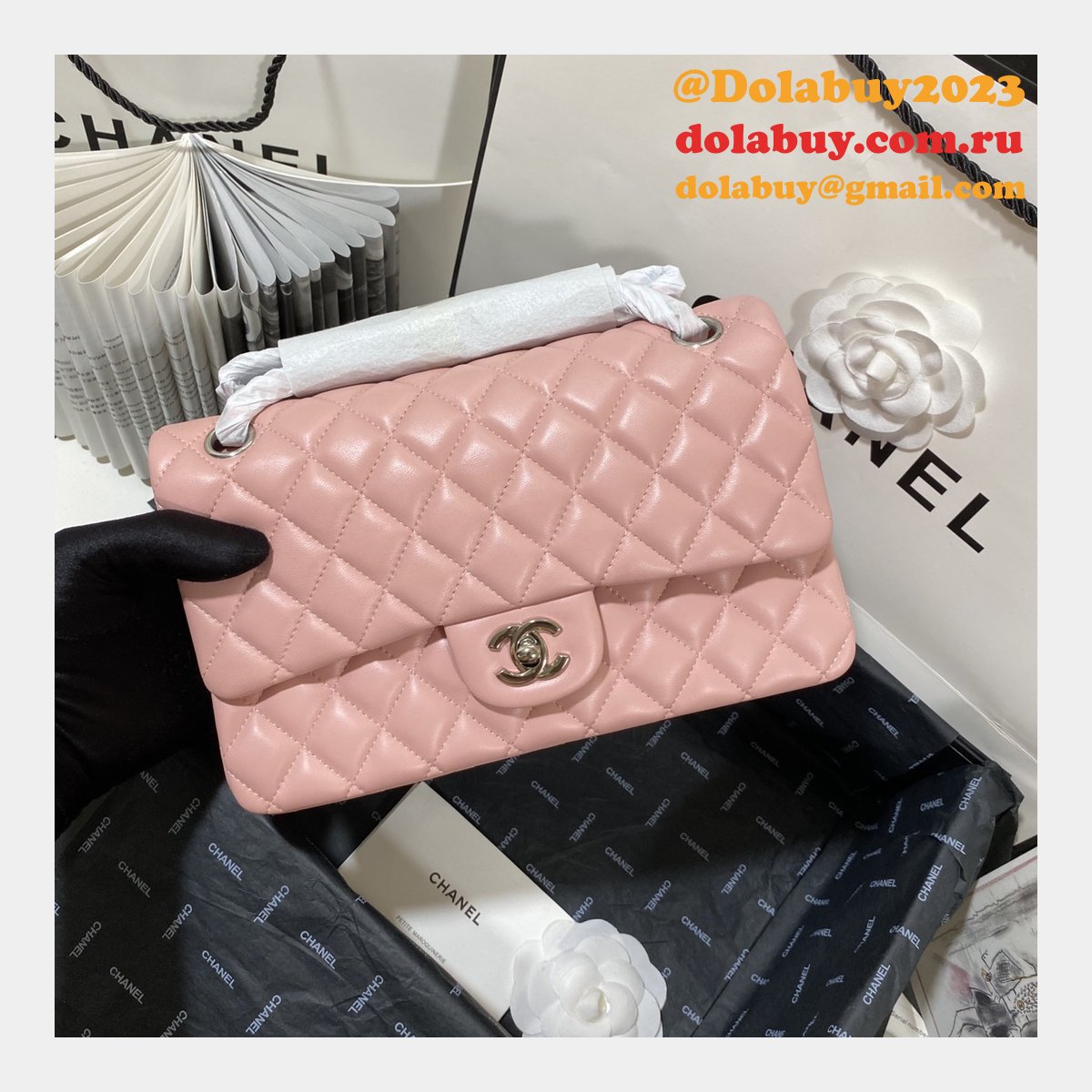 Top Quality Replica Lambskin CF1112 Bags 25CM PINK