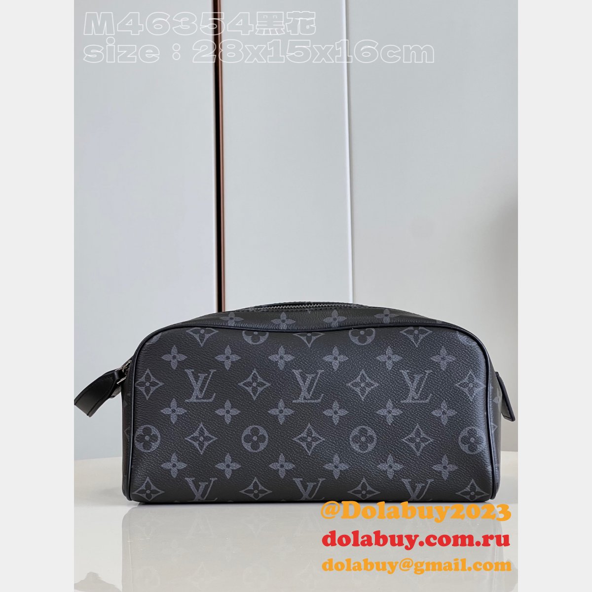 Men Replicas Louis Vuittons Dopp Kit Monogram Eclipse M46354 Travel Bag