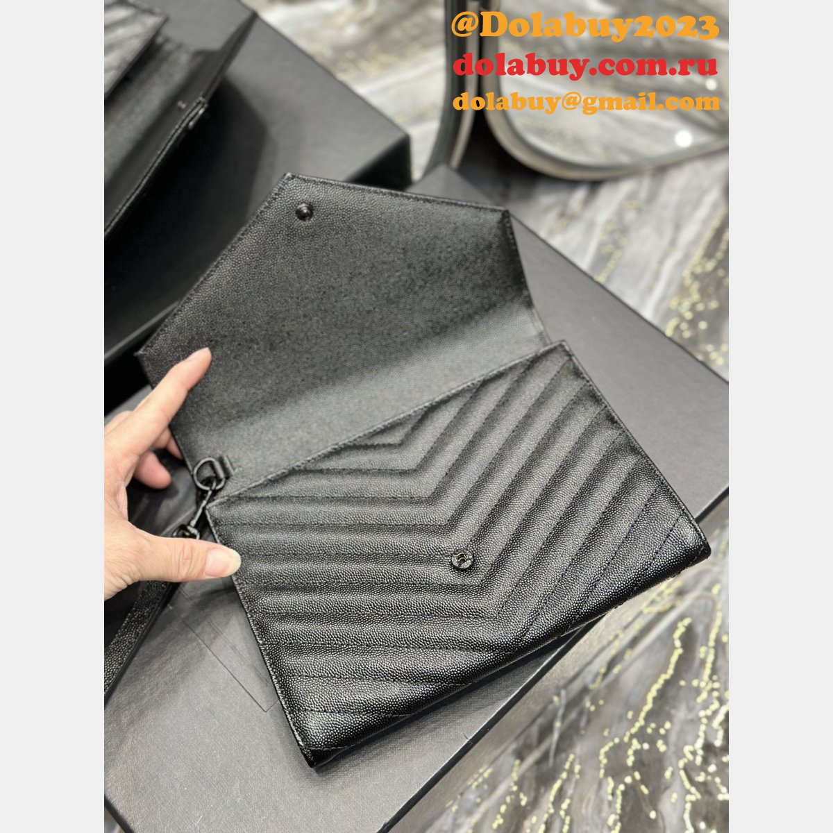 Monogram YSL 617662 Cassander Matelasse Flap Pouch Replica Bag