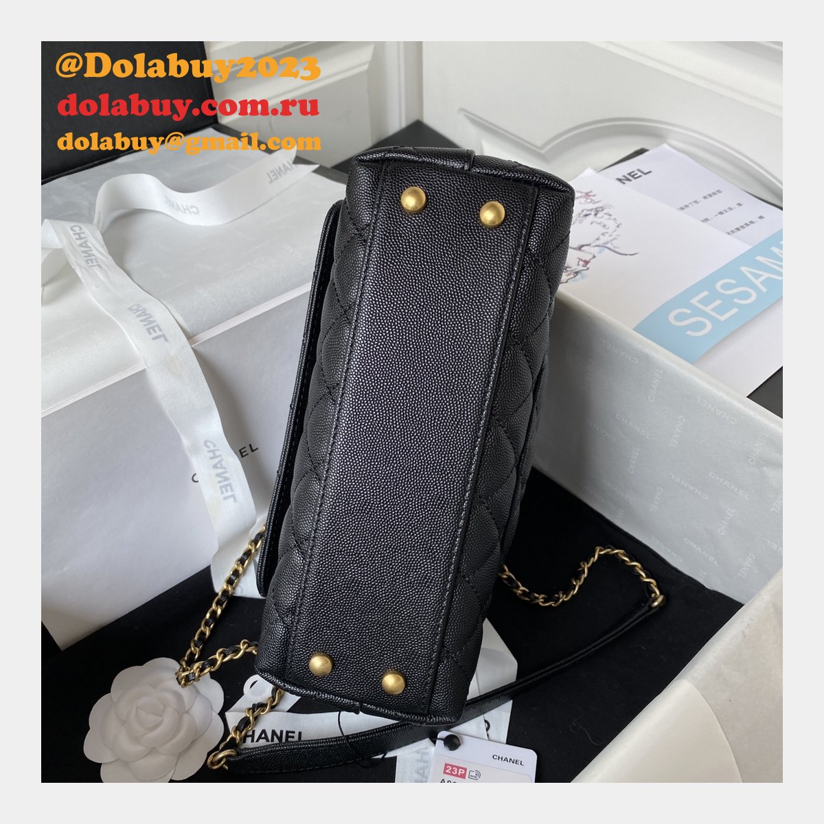 Wholesale Matelasse Top Handle A92990 Designer Bag Caviar 23cm