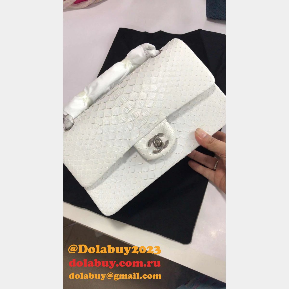 Luxury CC flap snake skin Top Quality classical handbag 25.5cm