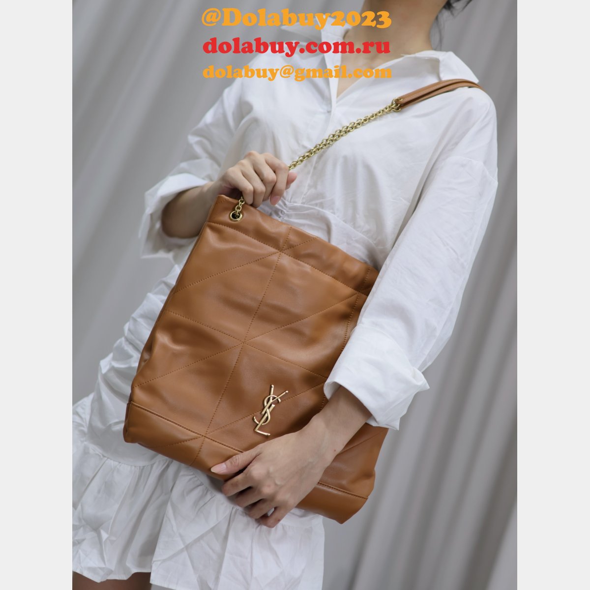 Luxury SAINT LAURENT POCHON lambskin handbag 781666