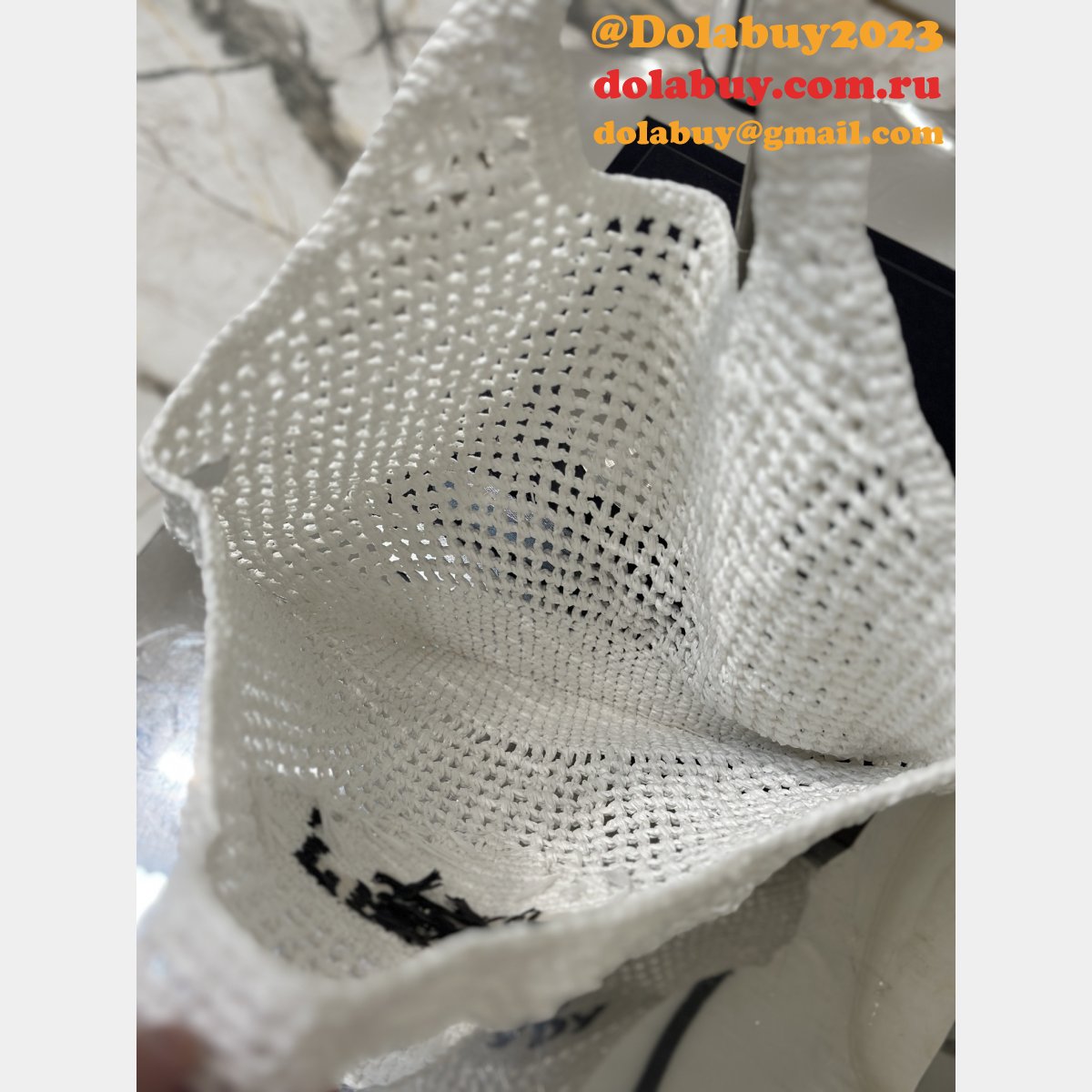 Duplicate prada raffia woven tote bag large 1BG424