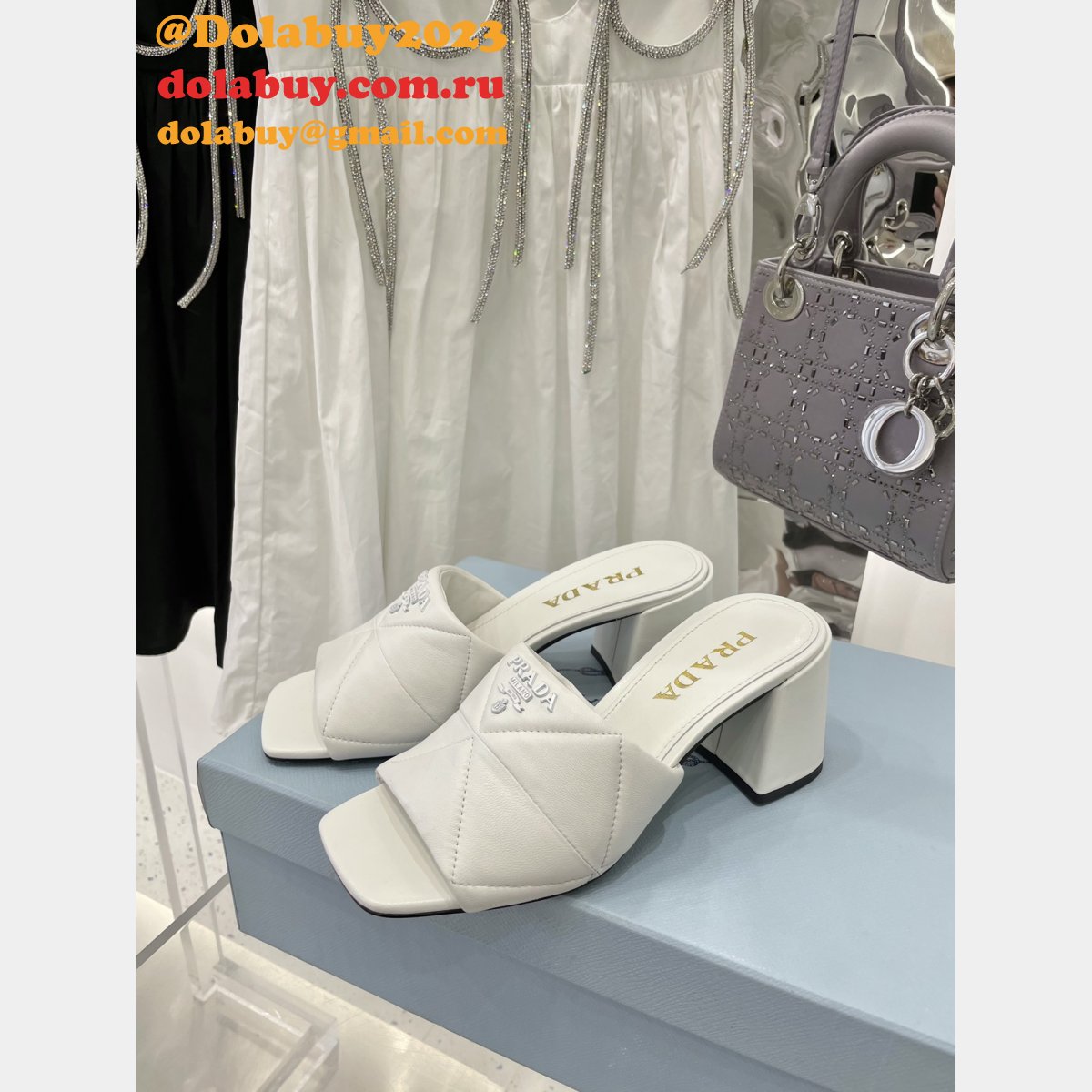 Replica Prada Quilted Leather Mules