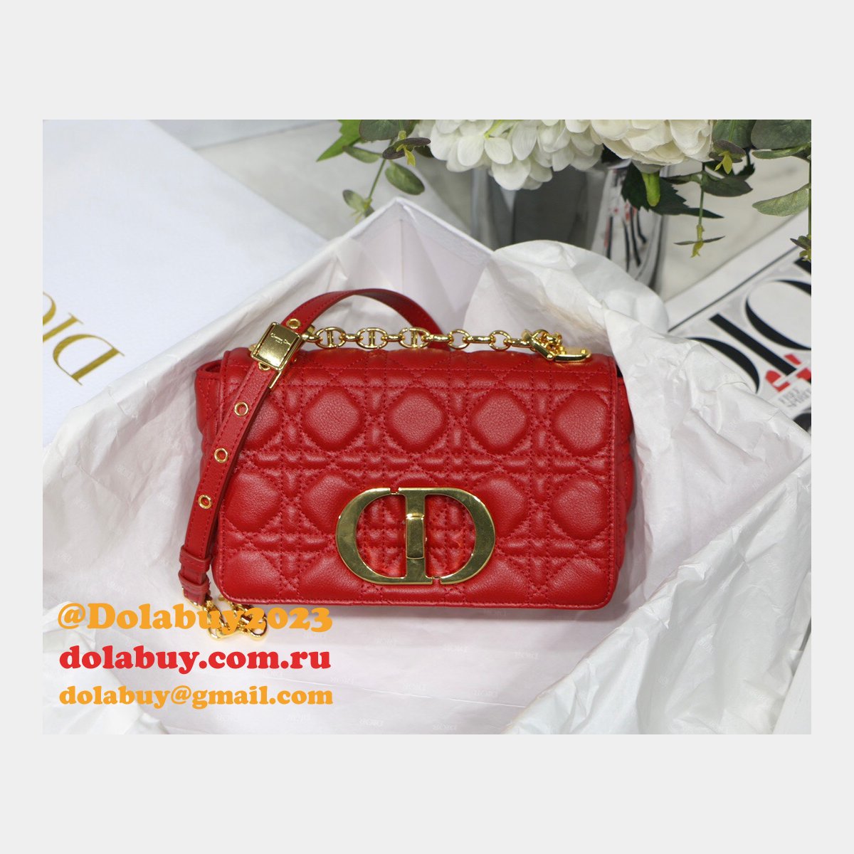 Knockoff Dior Caro High Quality Red Bag