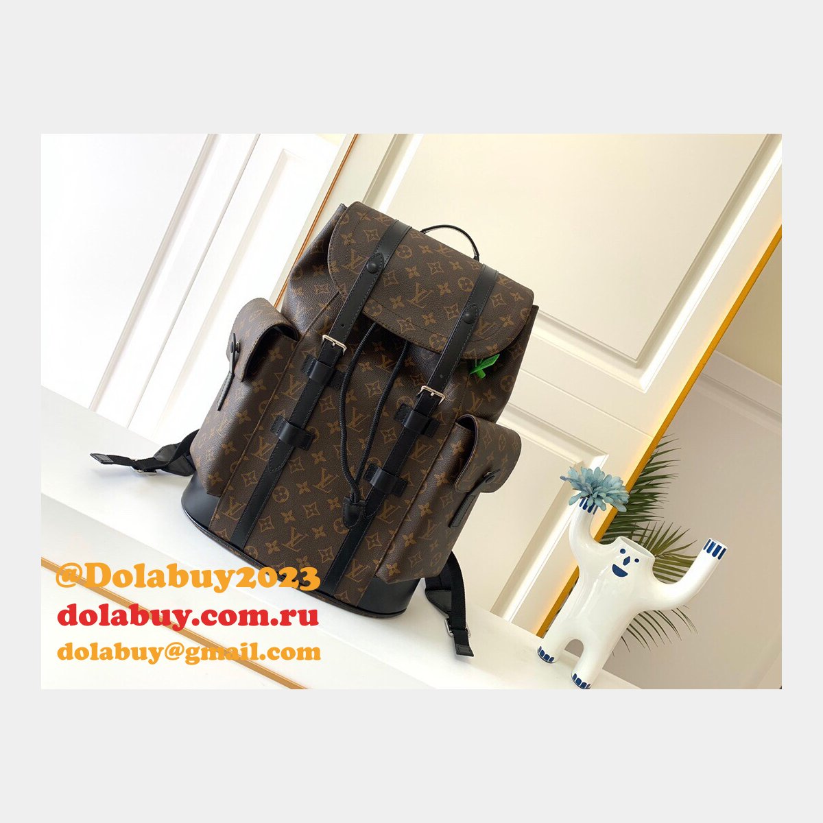 Louis Vuitton M43735 Christopher PM Monogram Macassar Canvas in Brown