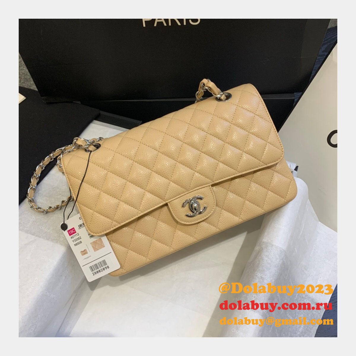 New CC 2021 Replica Quilted Caviar Leather Caviar CF1112 25CM Bags